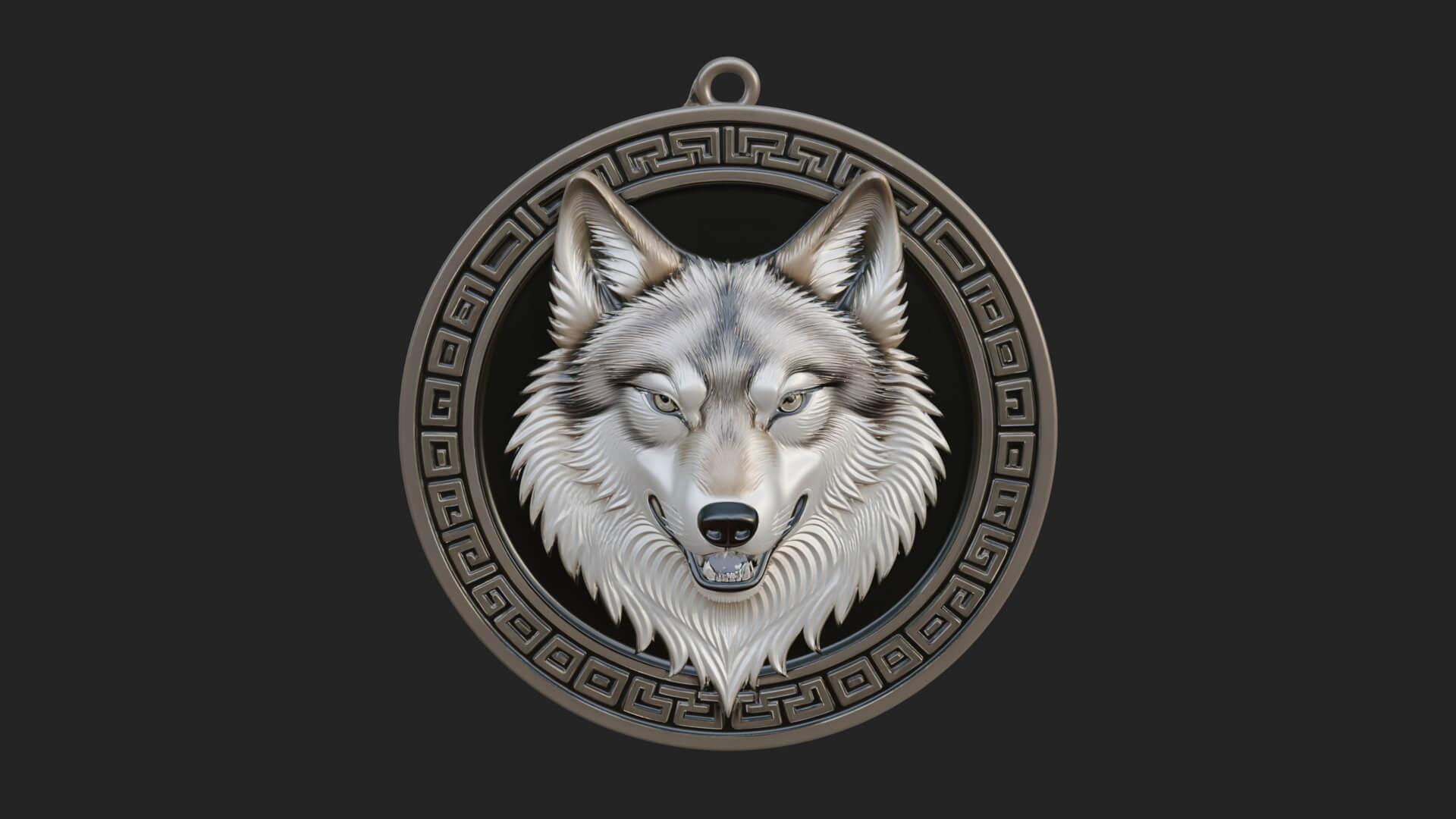 Wolf Head Oval Relief Plaque Design 2 3D Print Model 3D Model