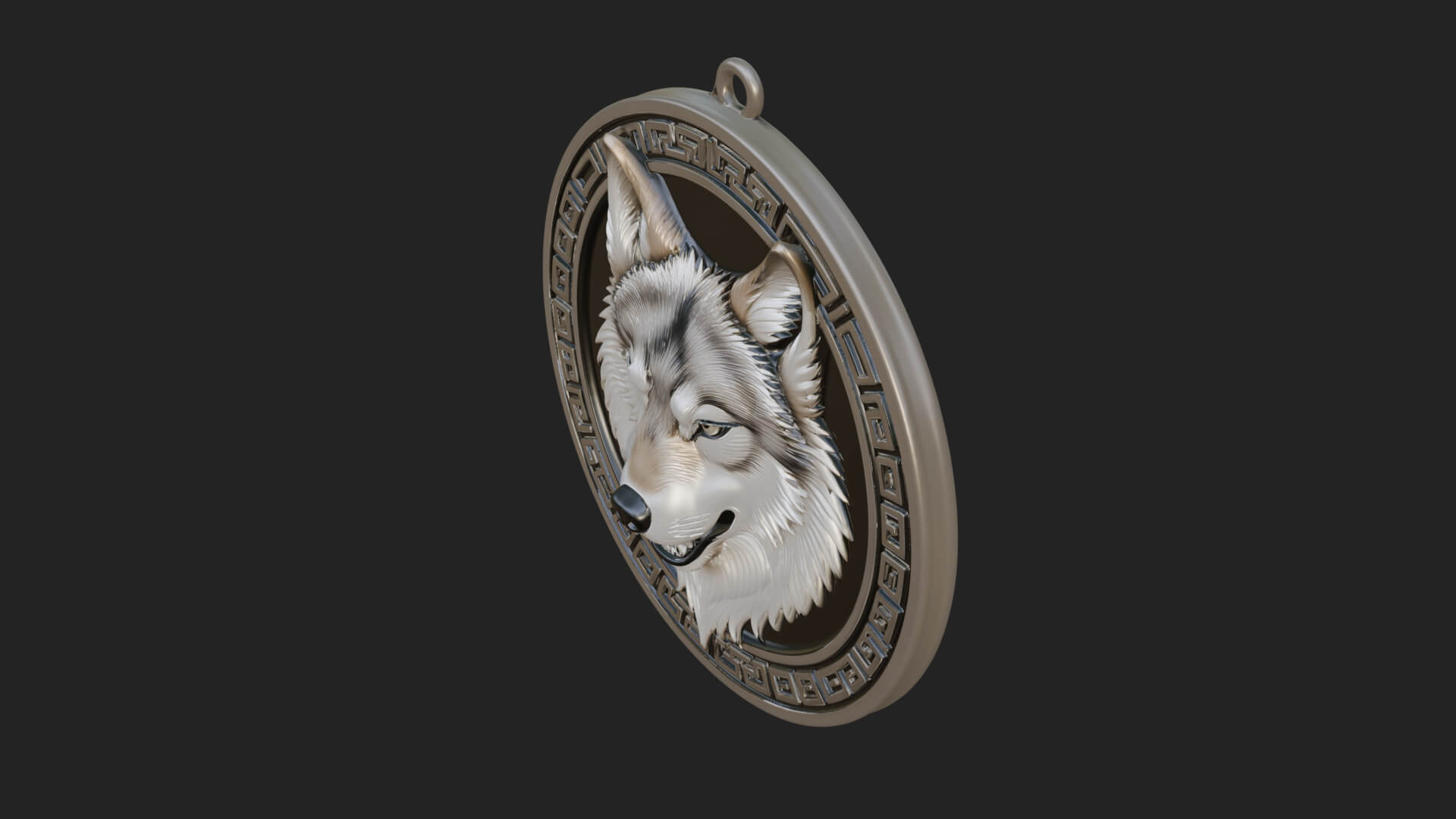 Wolf Head Oval Relief Plaque Design 2 3D Print Model 3D Model