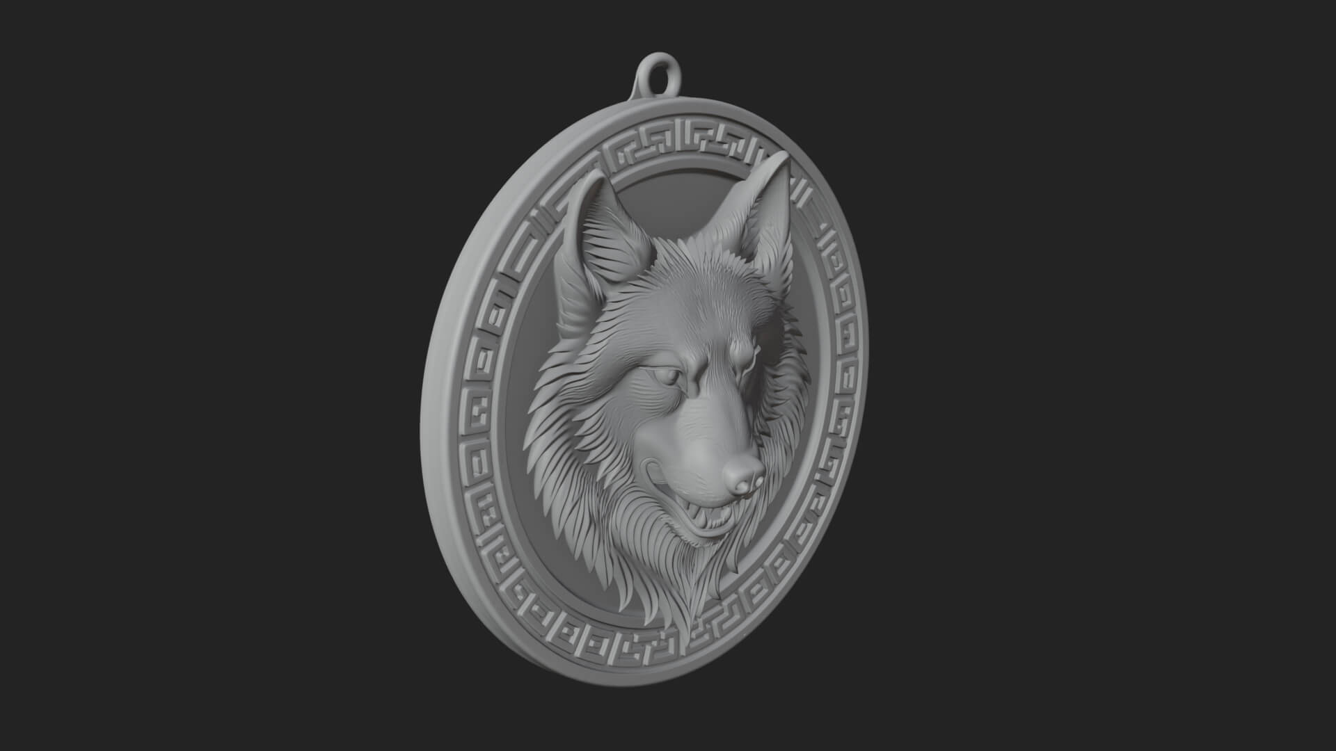 Wolf Head Oval Relief Plaque Design 2 3D Print Model 3D Model