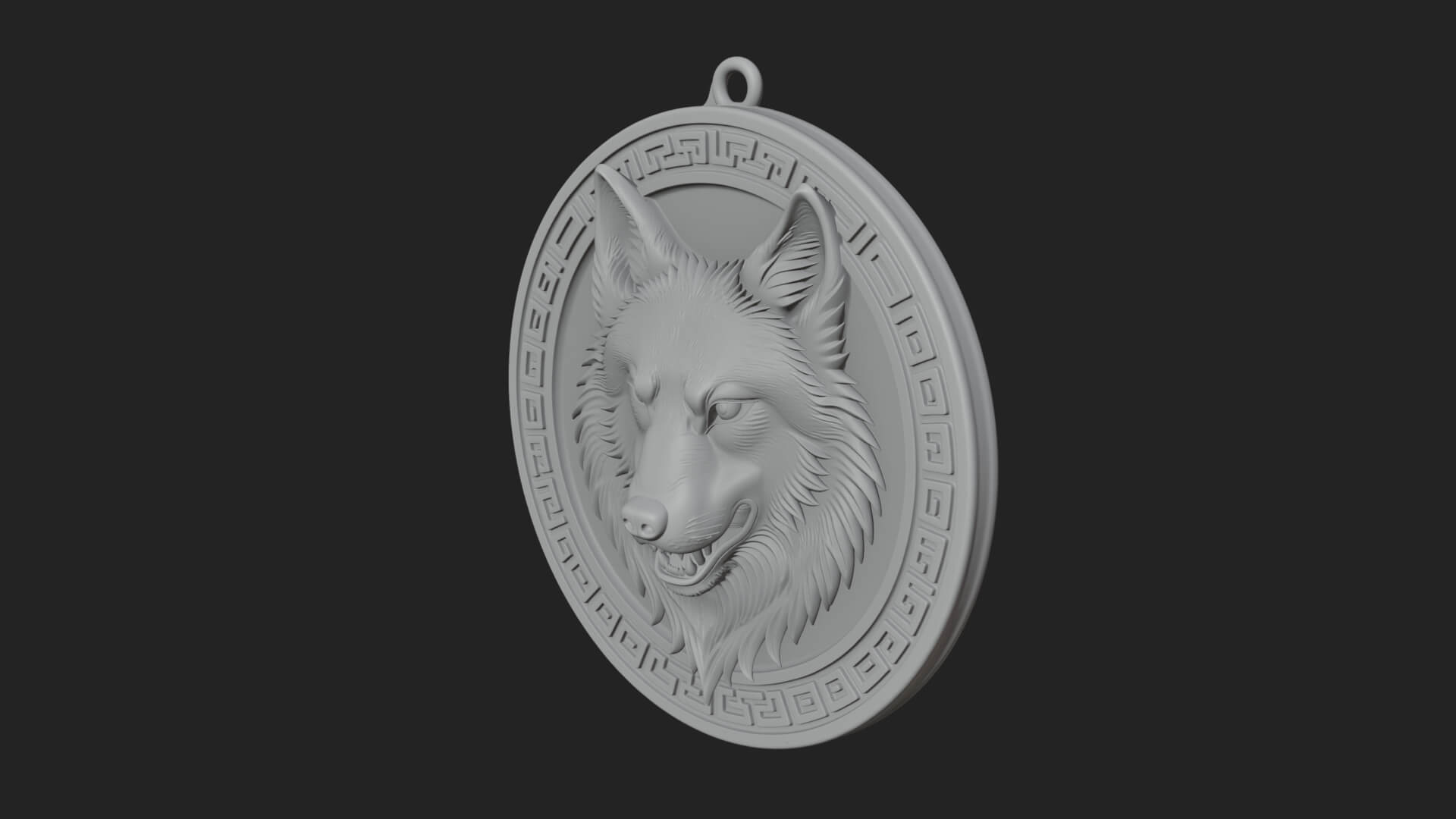 Wolf Head Oval Relief Plaque Design 2 3D Print Model 3D Model