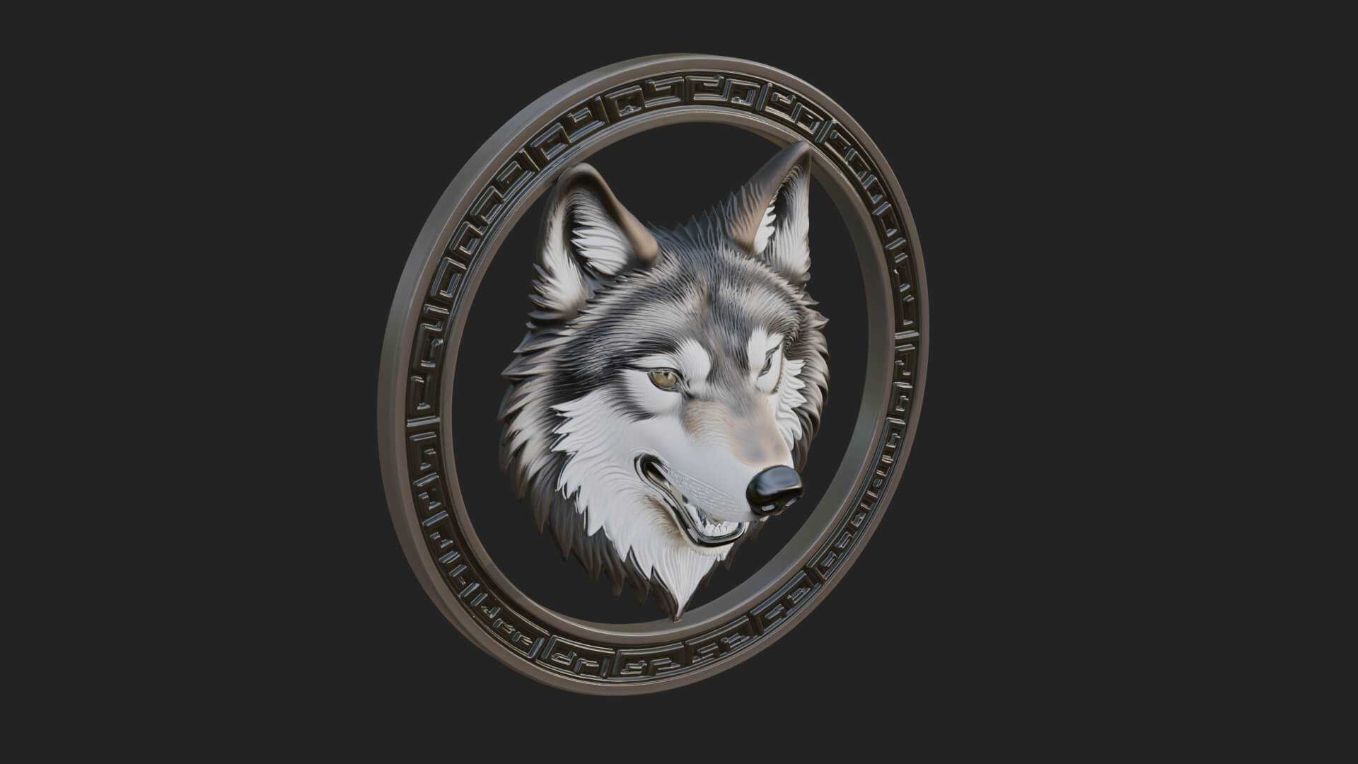 Wolf Head Oval Relief Plaque Design 3 3D Print Model 3D Model