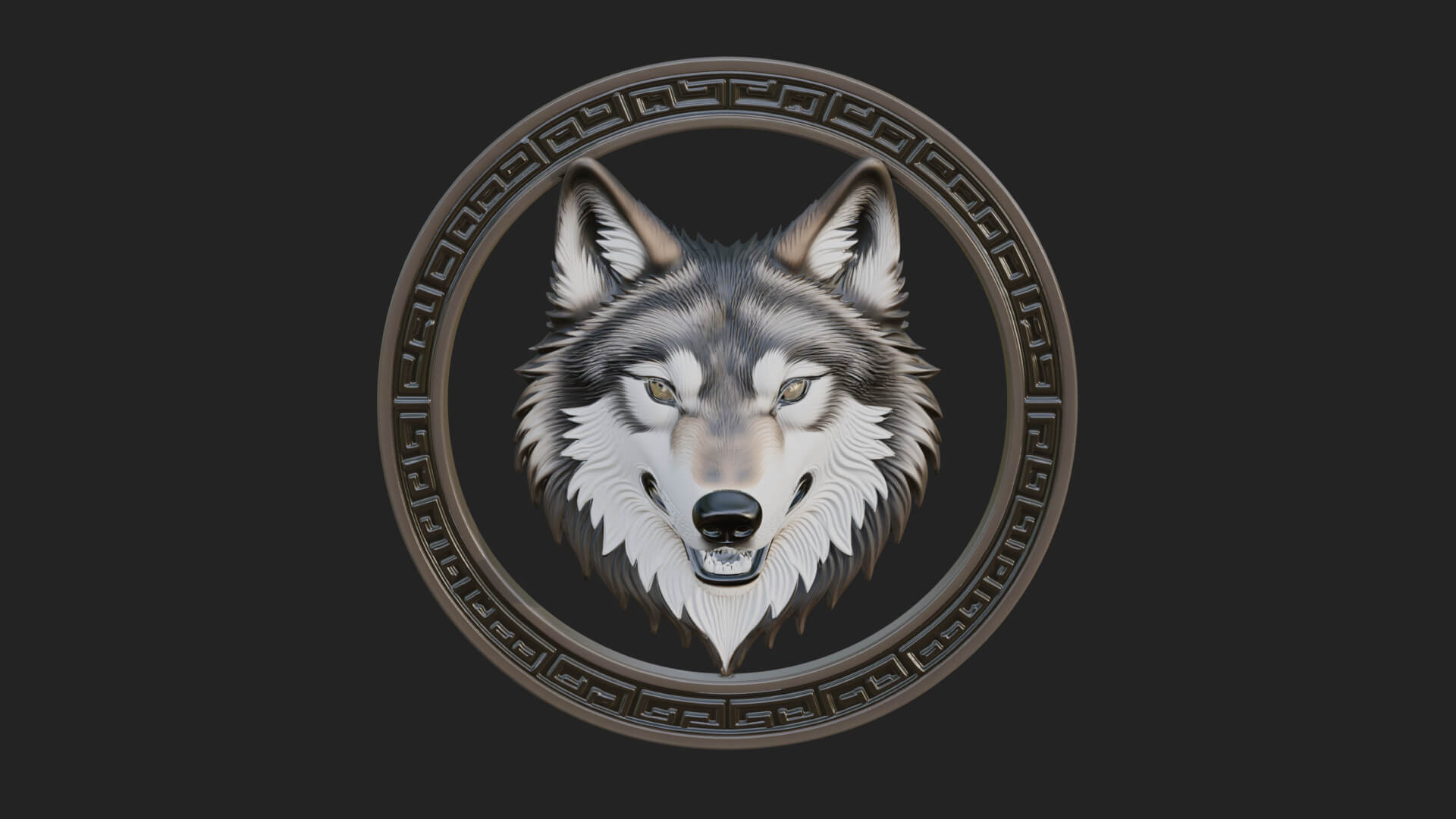 Wolf Head Oval Relief Plaque Design 3 3D Print Model 3D Model