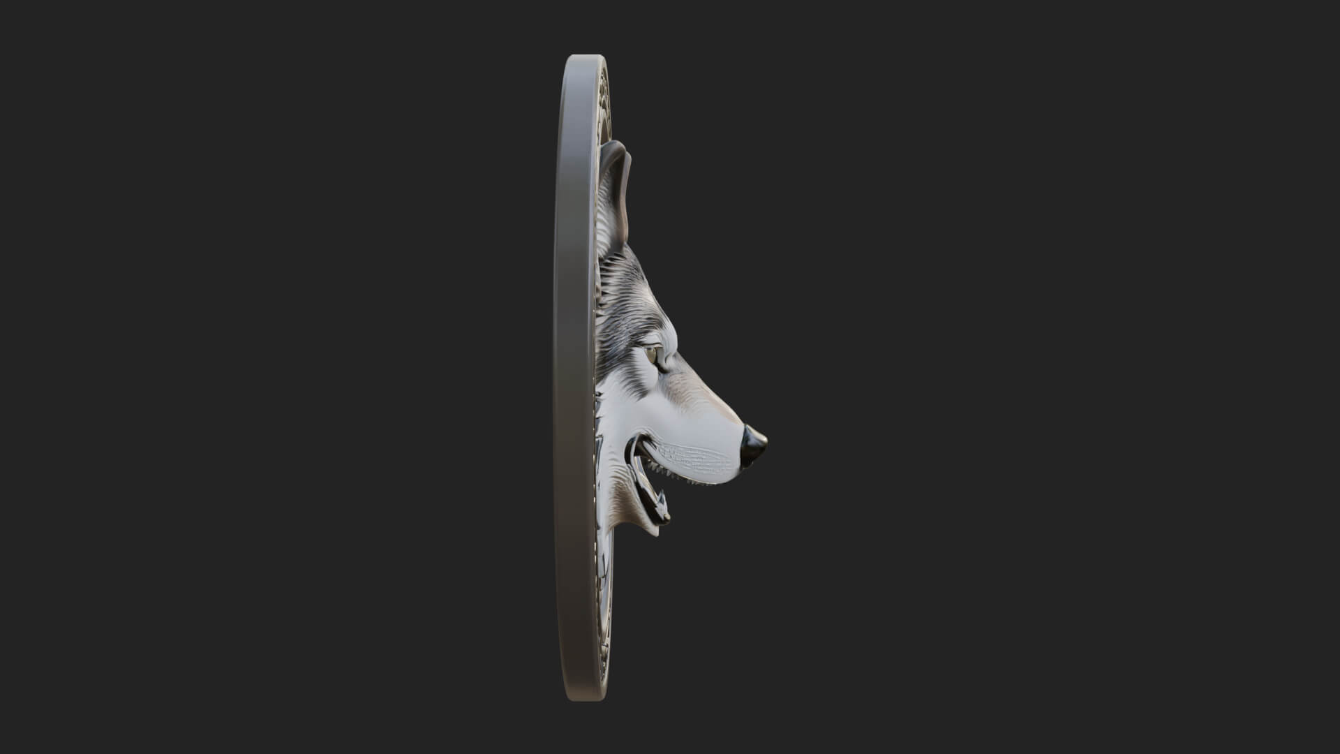Wolf Head Oval Relief Plaque Design 3 3D Print Model 3D Model