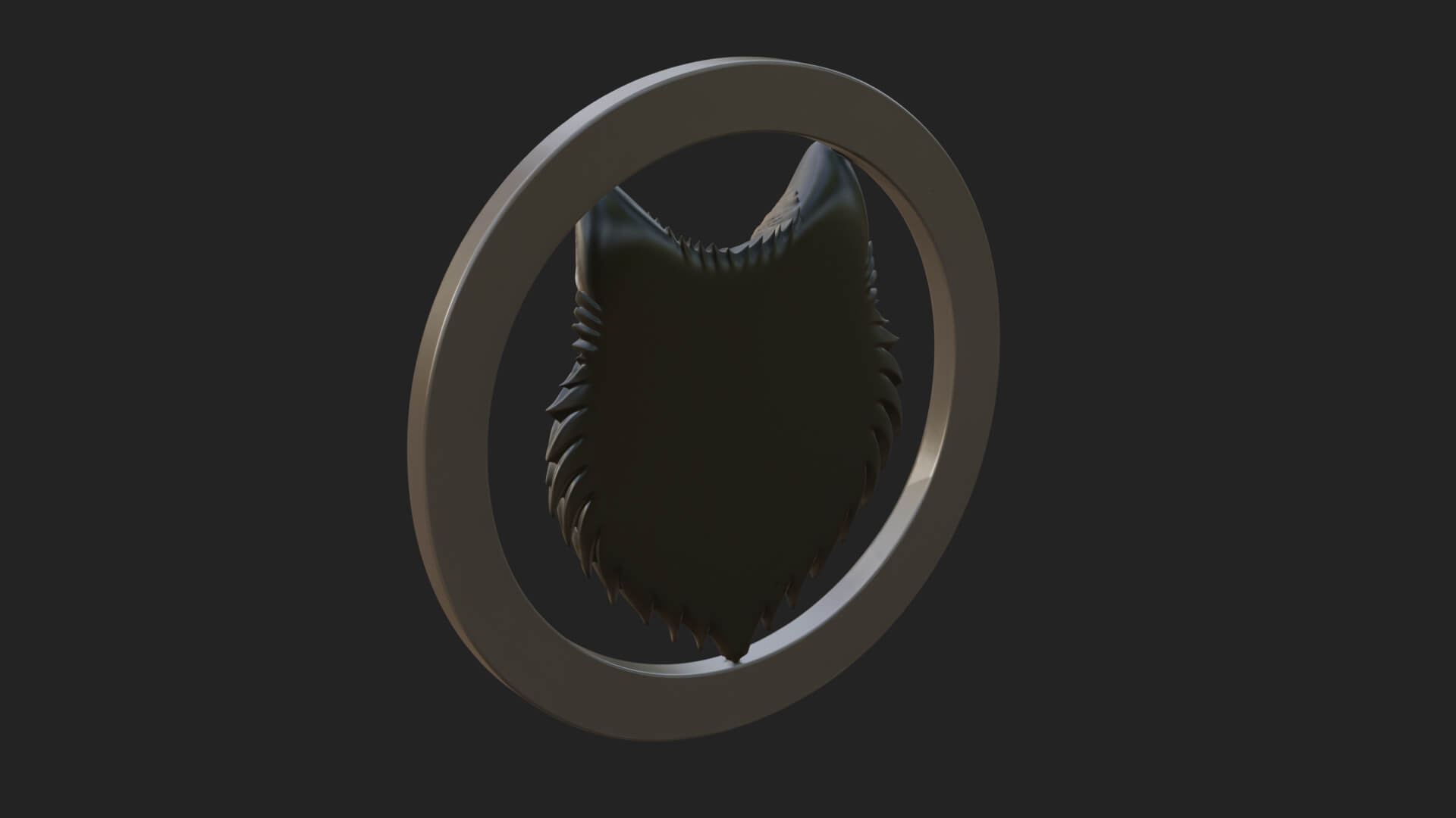 Wolf Head Oval Relief Plaque Design 3 3D Print Model 3D Model