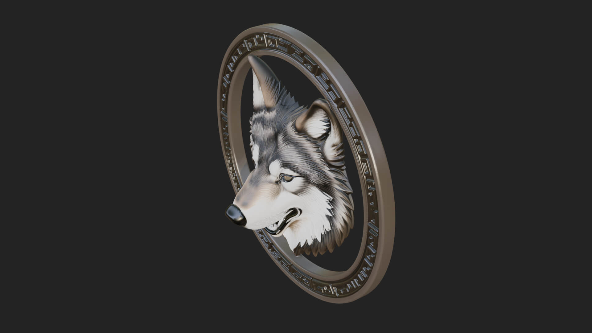 Wolf Head Oval Relief Plaque Design 3 3D Print Model 3D Model