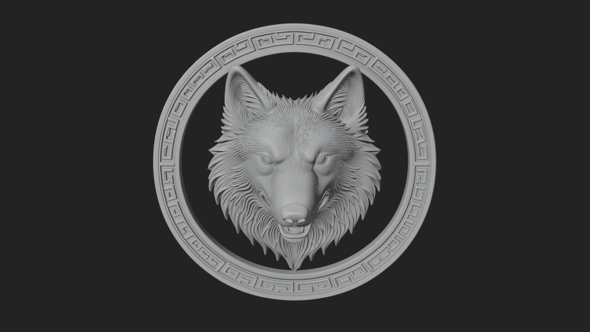 Wolf Head Oval Relief Plaque Design 3 3D Print Model 3D Model