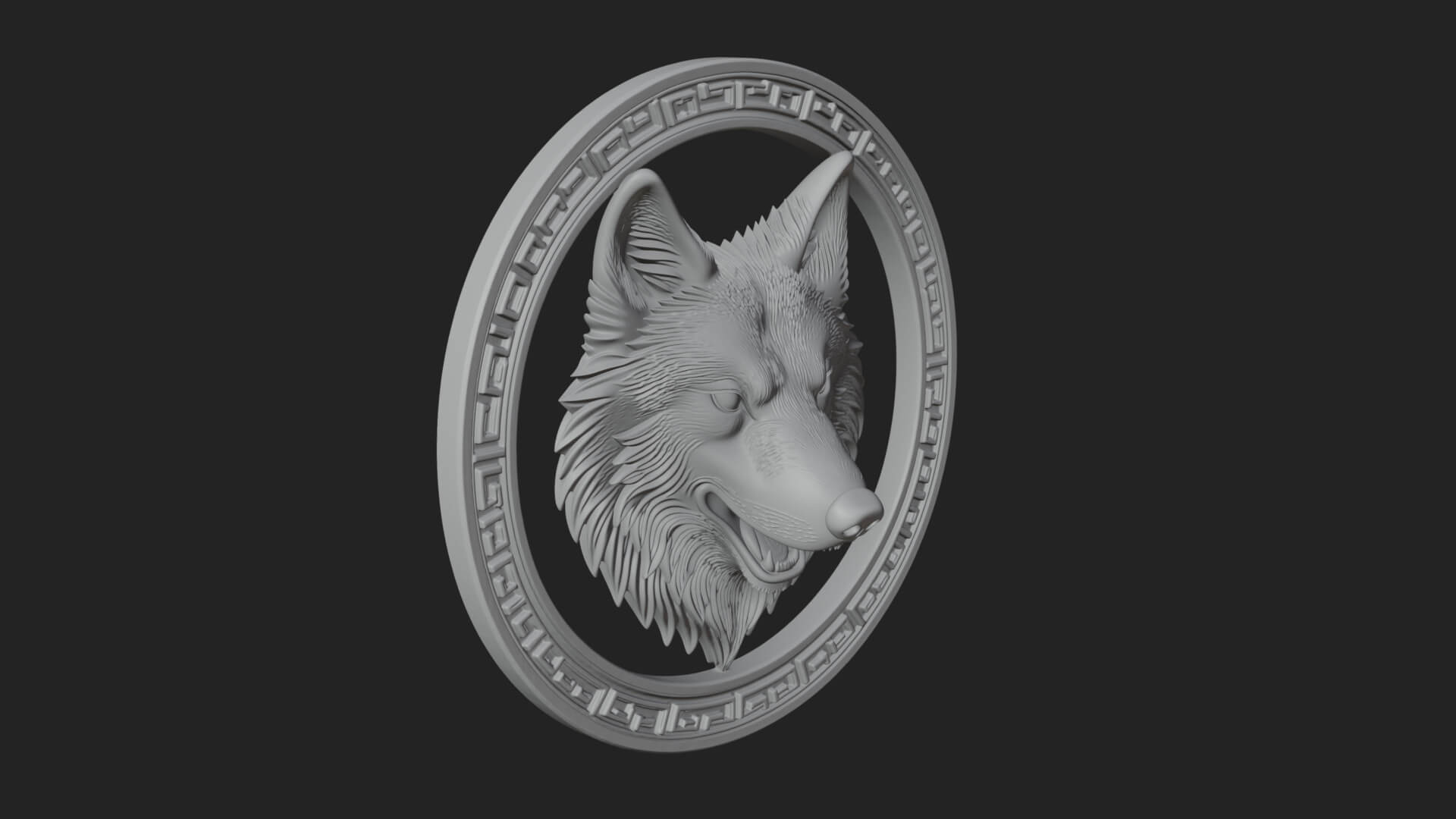 Wolf Head Oval Relief Plaque Design 3 3D Print Model 3D Model