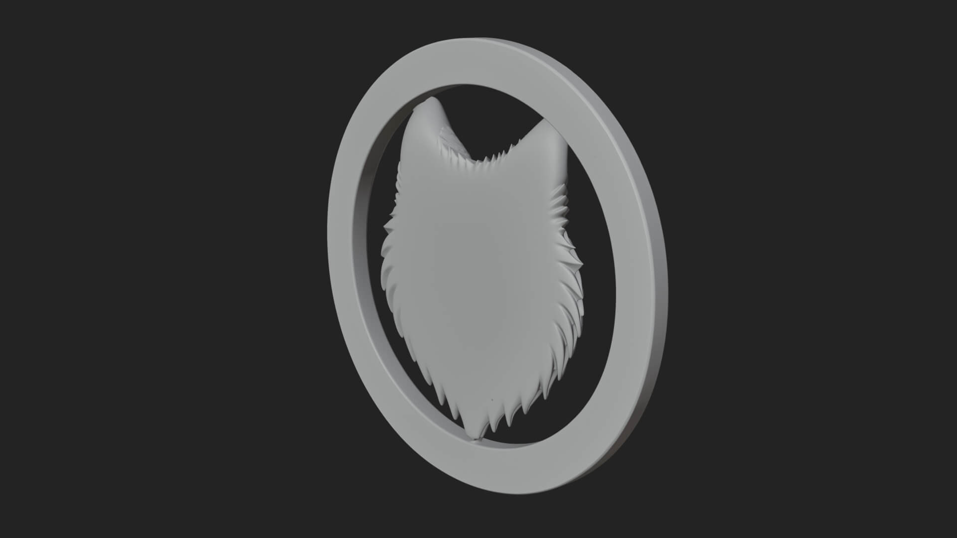 Wolf Head Oval Relief Plaque Design 3 3D Print Model 3D Model