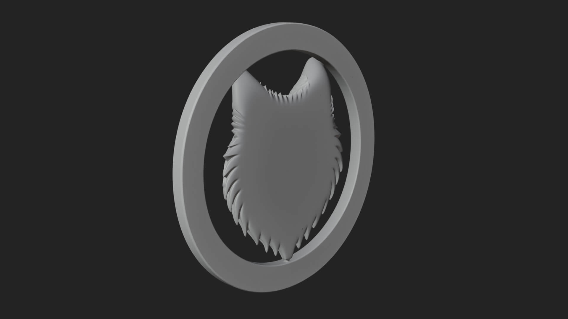 Wolf Head Oval Relief Plaque Design 3 3D Print Model 3D Model