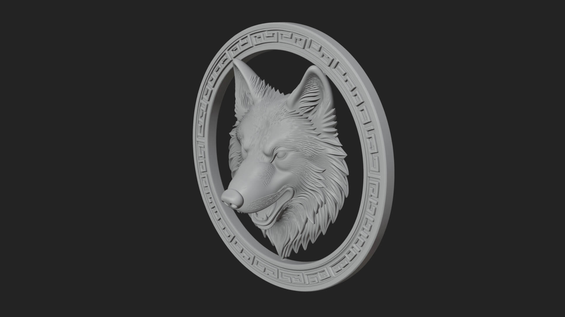 Wolf Head Oval Relief Plaque Design 3 3D Print Model 3D Model