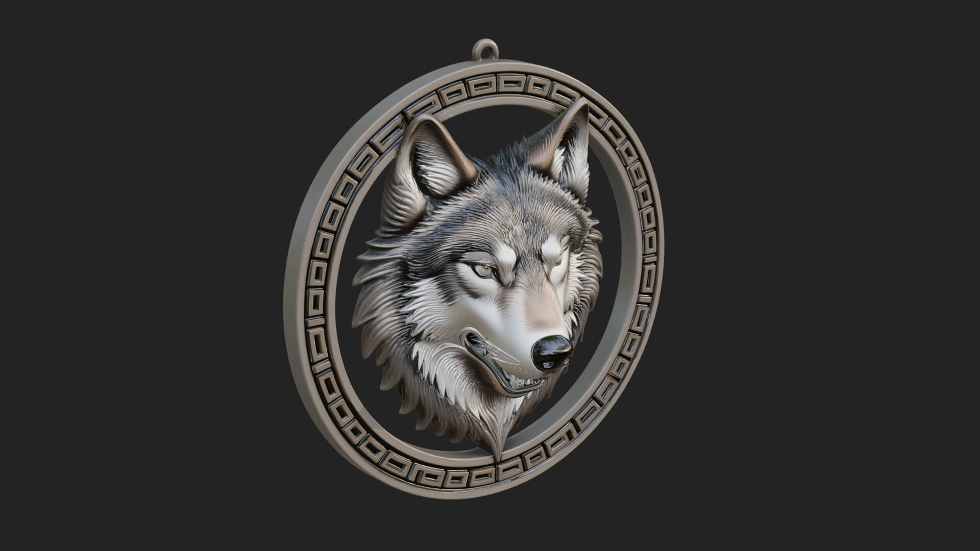 Wolf Head Oval Relief Plaque Design 4 3D Print Model 3D Model