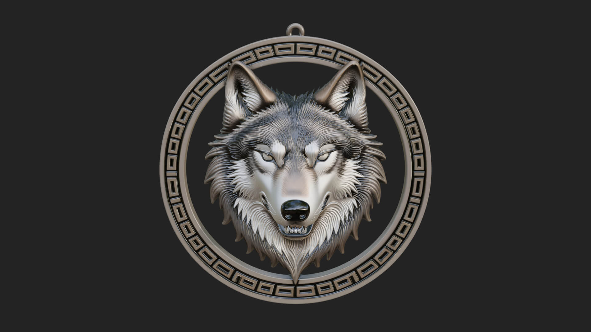 Wolf Head Oval Relief Plaque Design 4 3D Print Model 3D Model