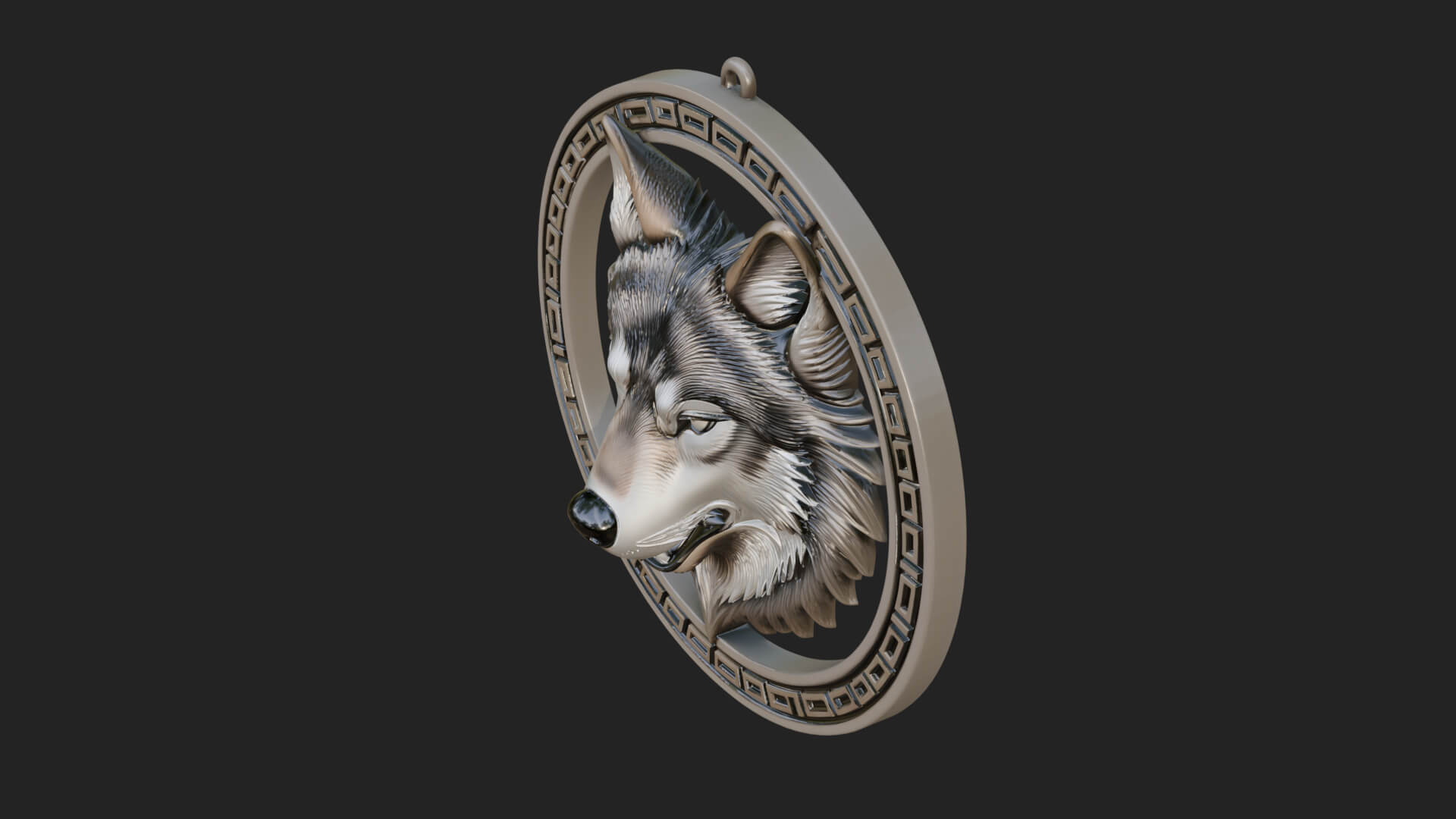 Wolf Head Oval Relief Plaque Design 4 3D Print Model 3D Model