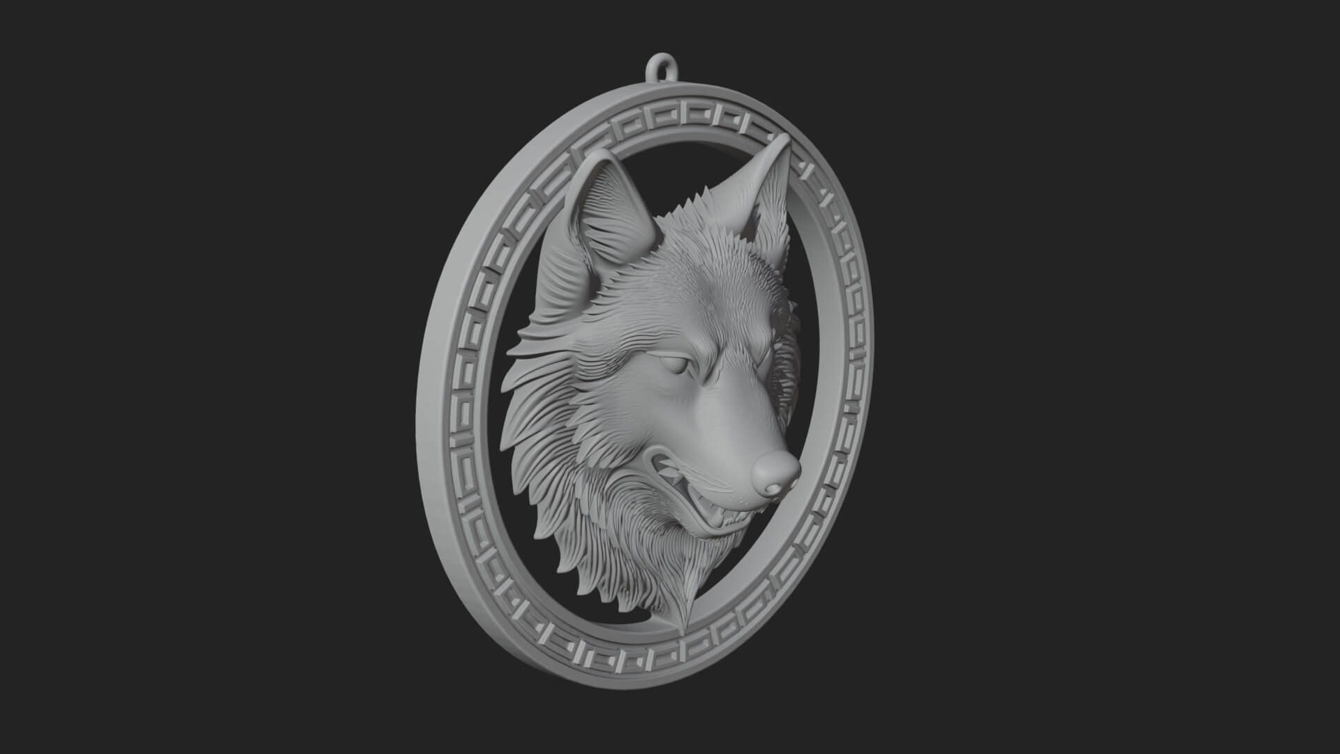 Wolf Head Oval Relief Plaque Design 4 3D Print Model 3D Model