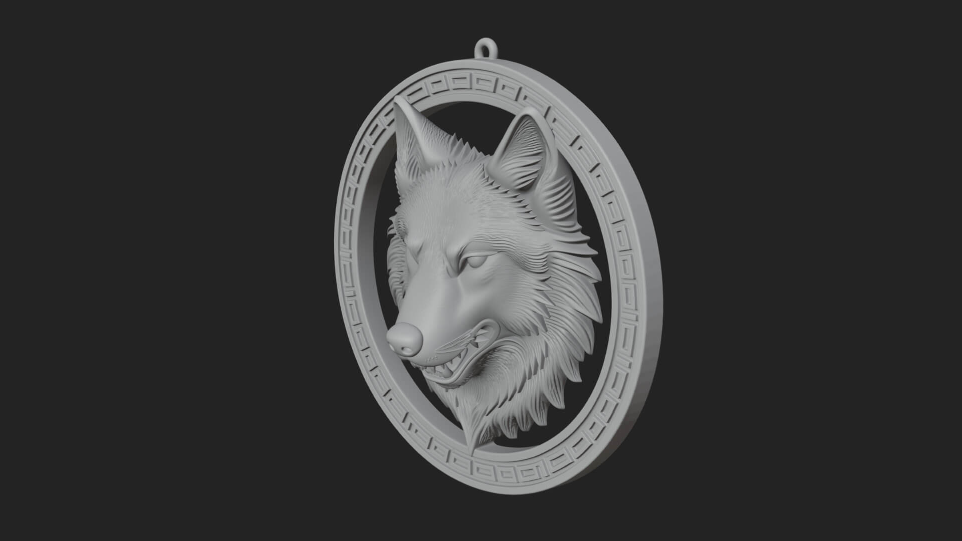 Wolf Head Oval Relief Plaque Design 4 3D Print Model 3D Model