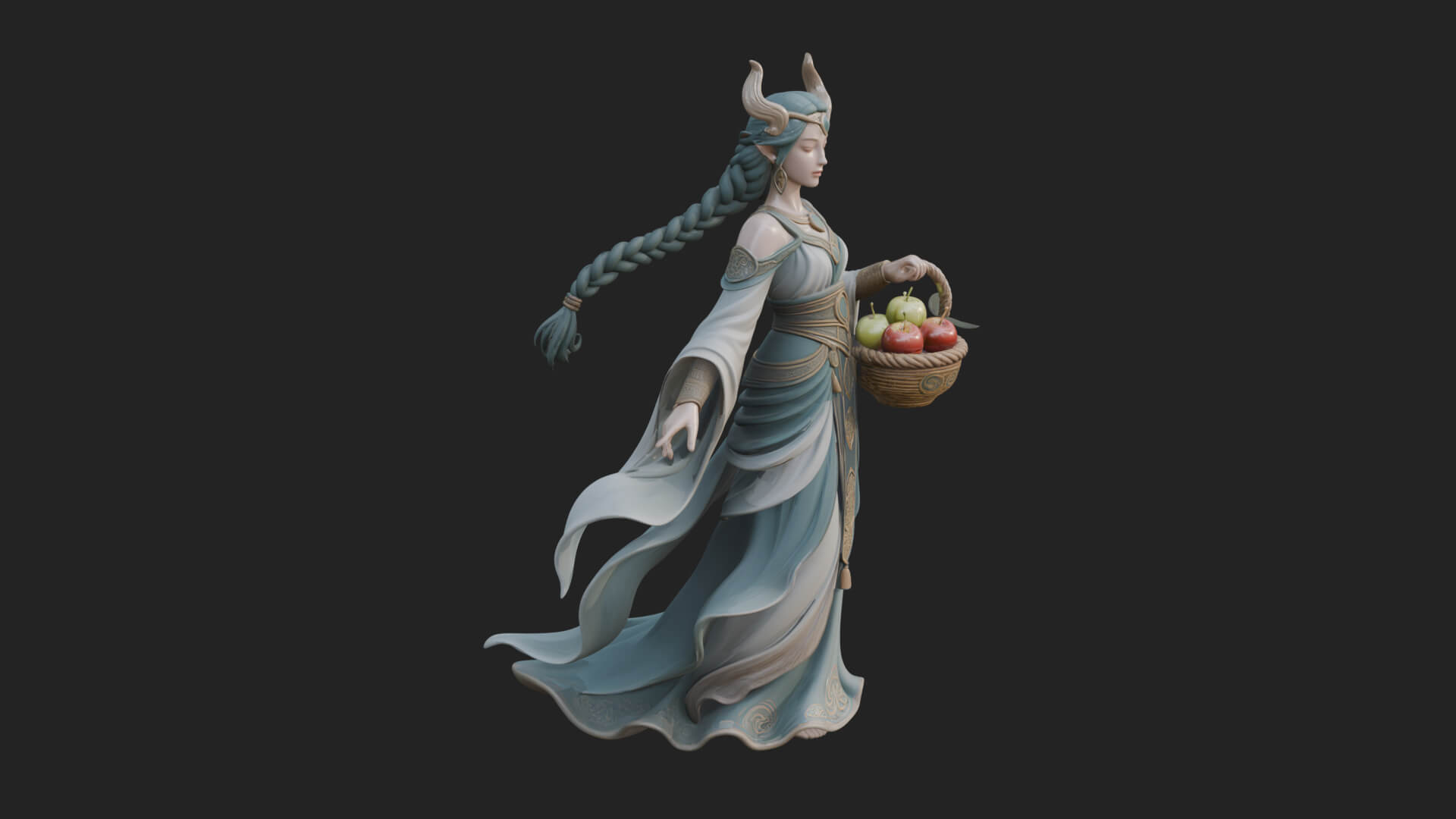 Woman with Fruit Basket Statue Design 1 3D Print Model 3D Model