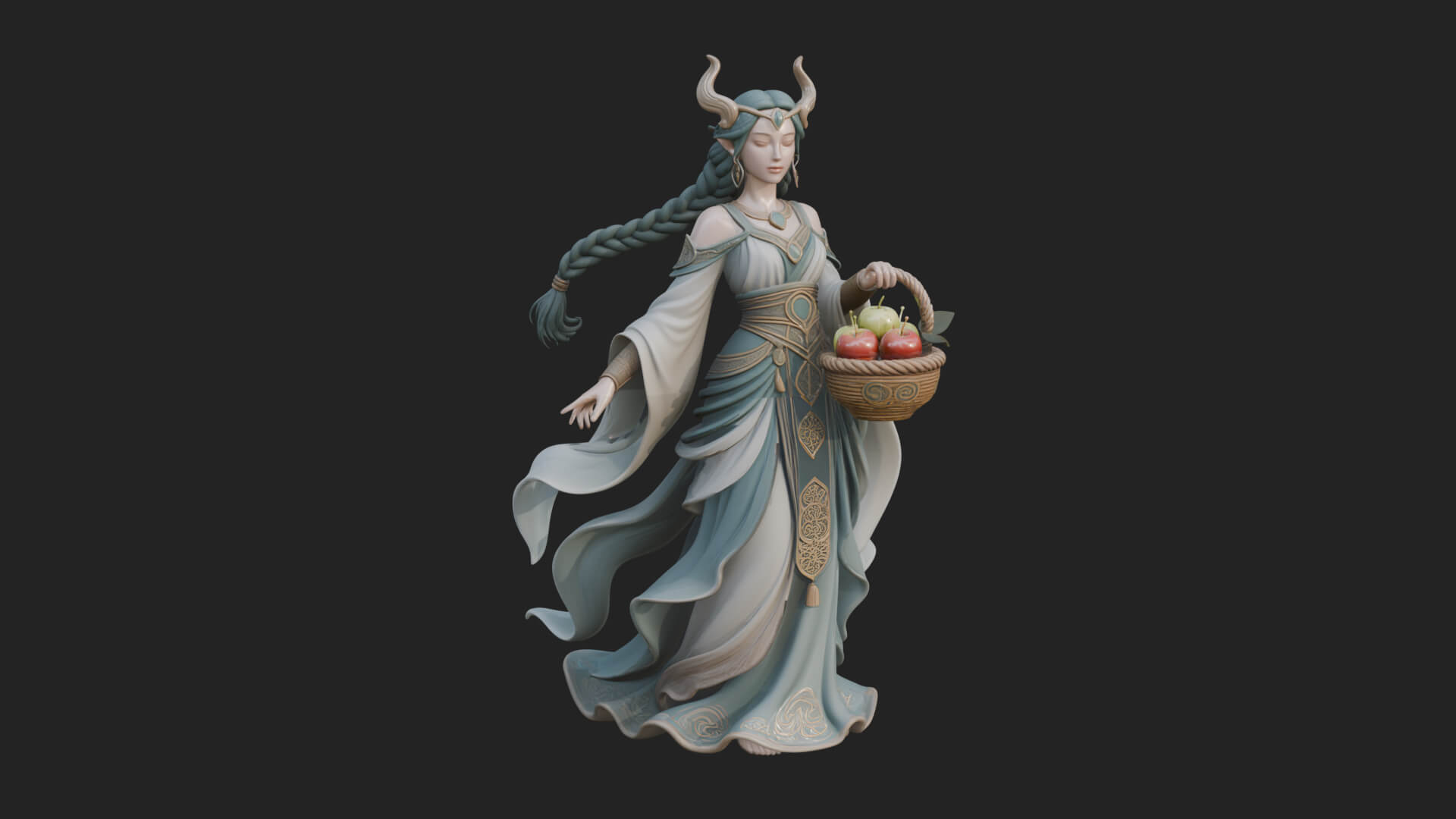 Woman with Fruit Basket Statue Design 1 3D Print Model 3D Model