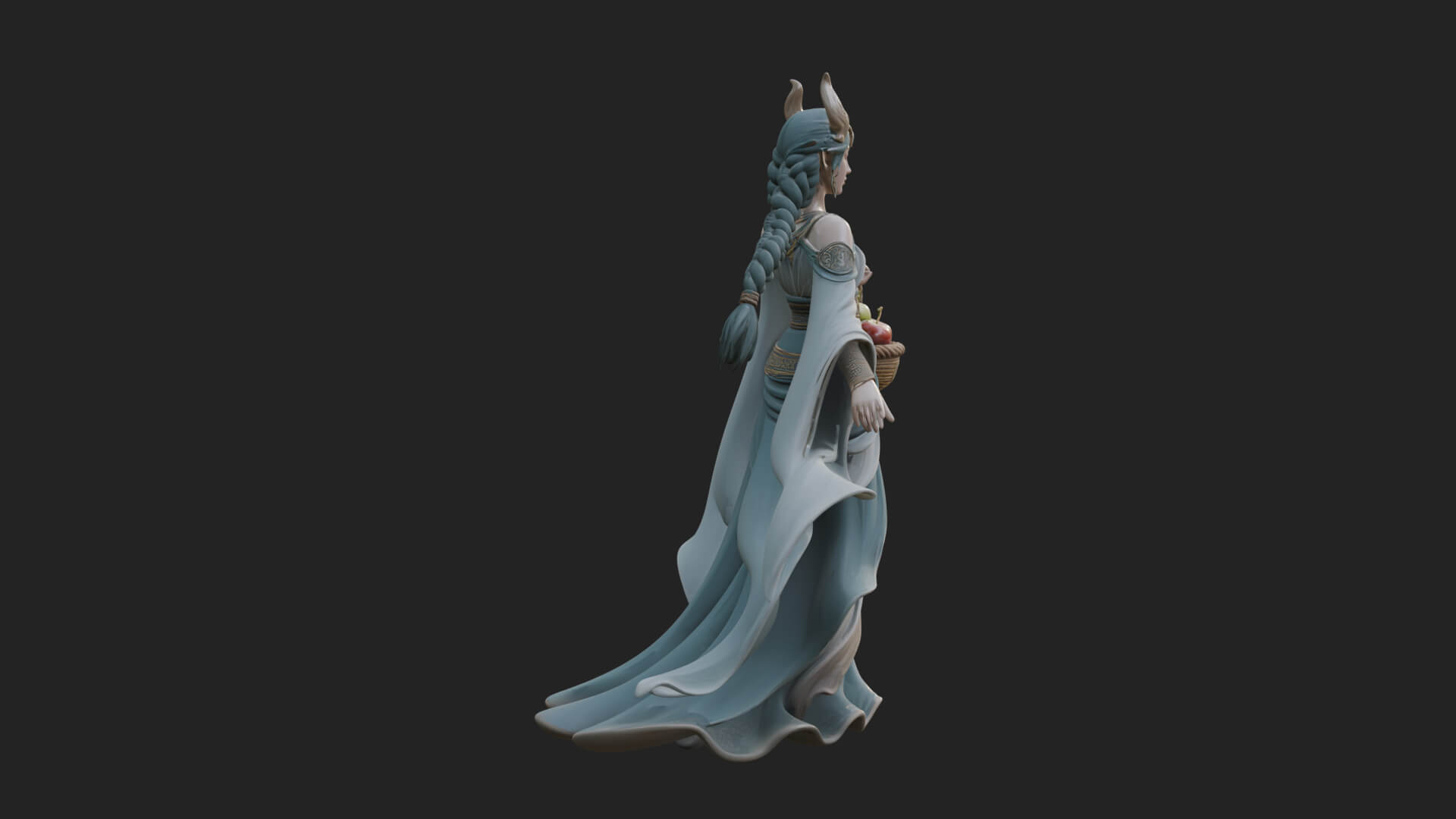 Woman with Fruit Basket Statue Design 1 3D Print Model 3D Model
