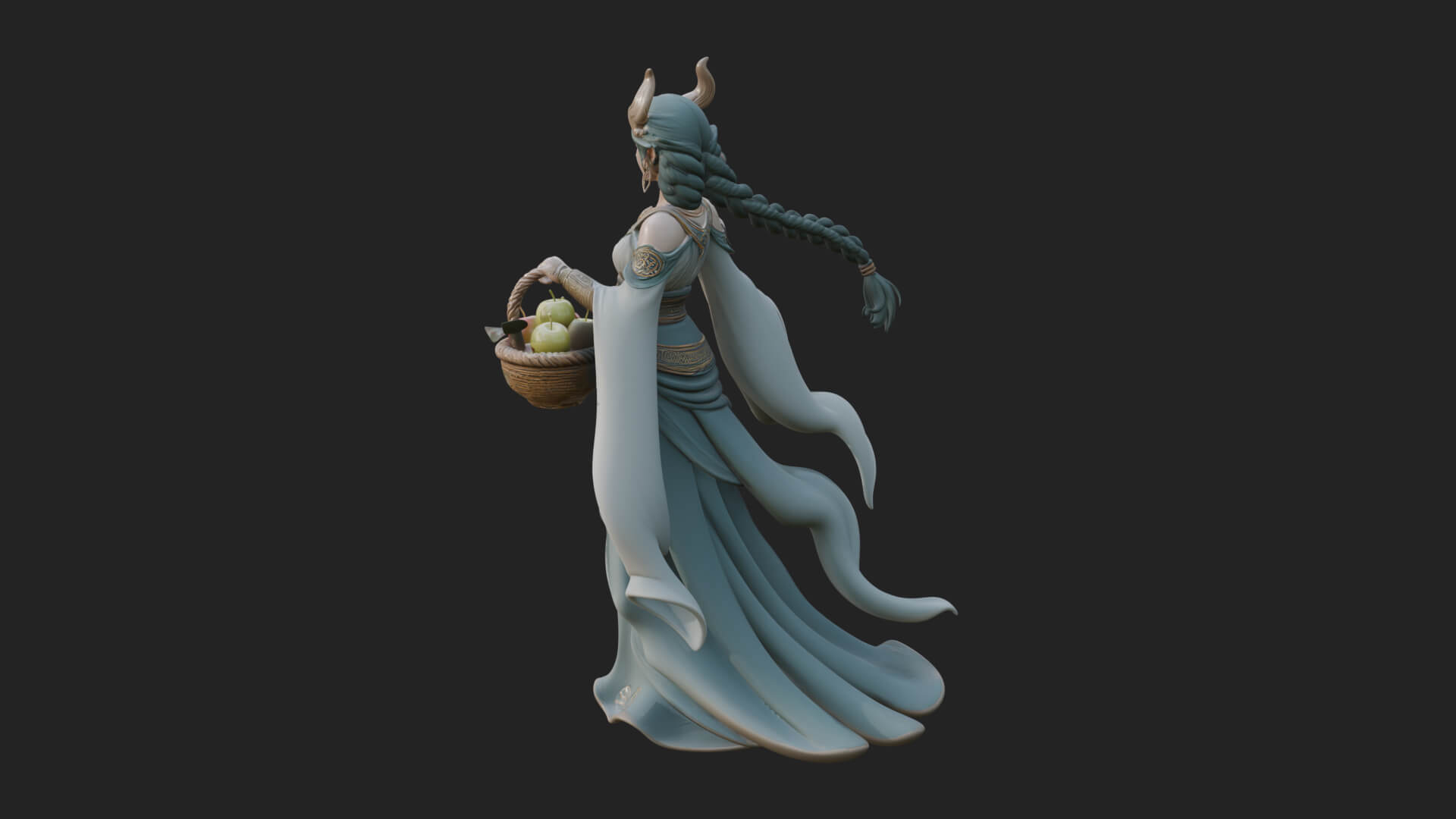 Woman with Fruit Basket Statue Design 1 3D Print Model 3D Model