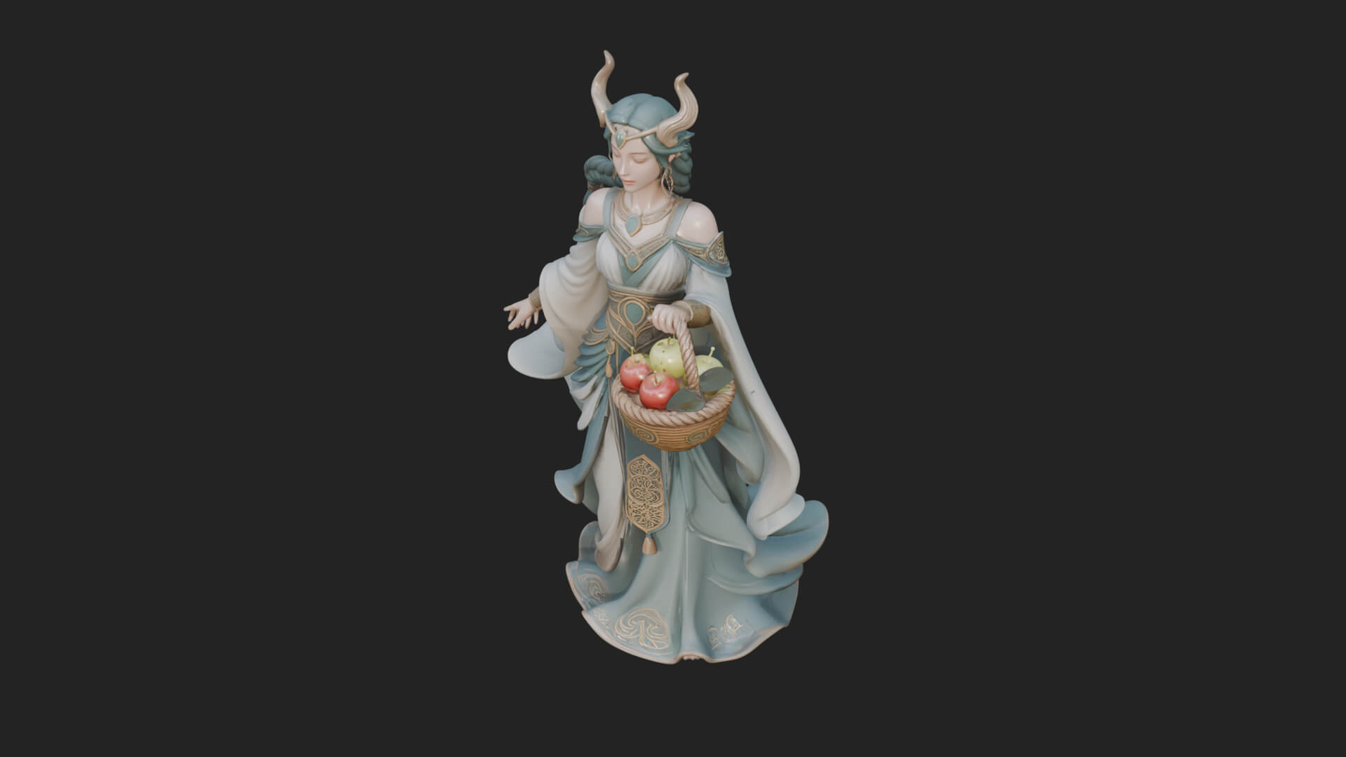 Woman with Fruit Basket Statue Design 1 3D Print Model 3D Model