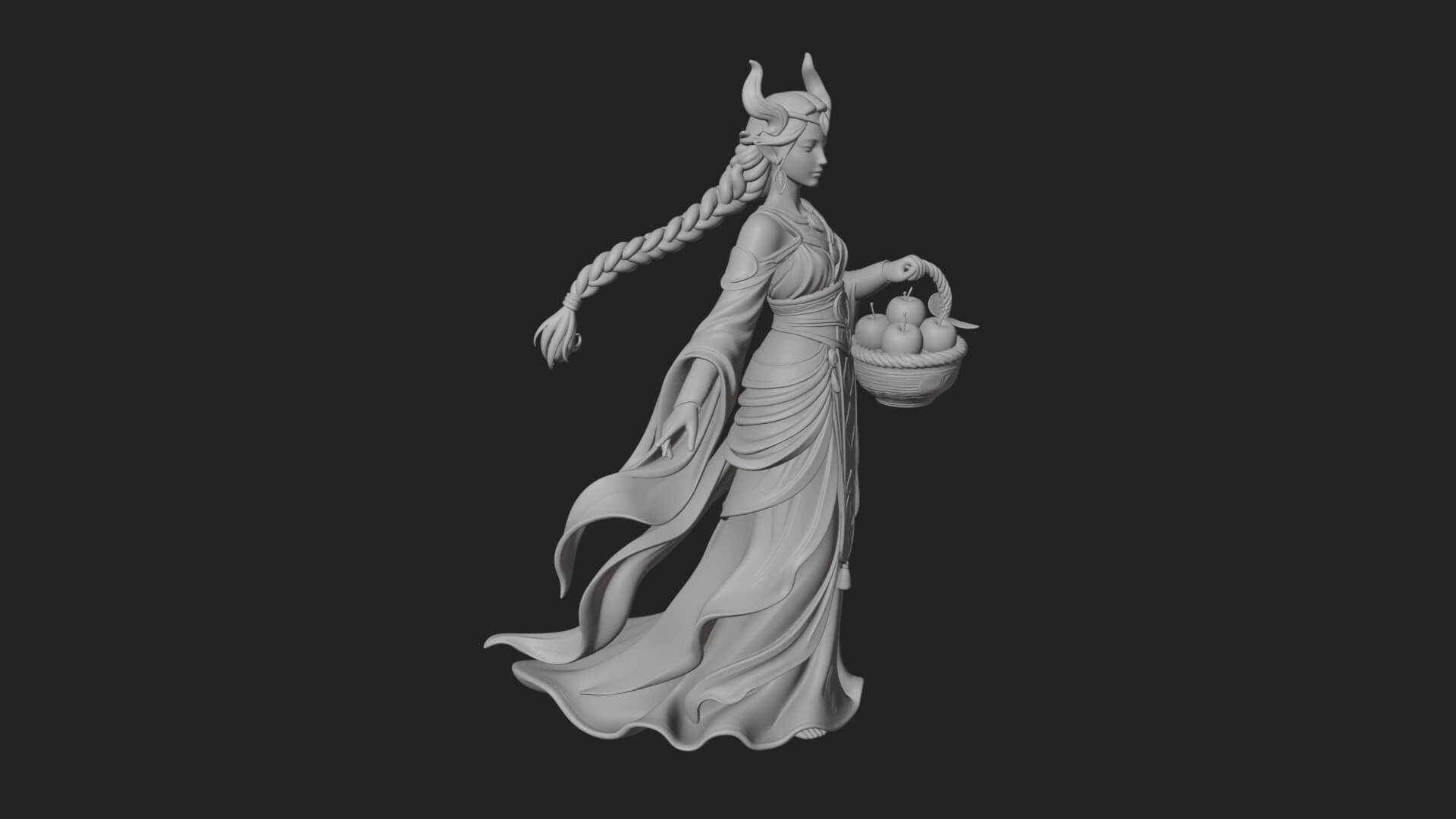 Woman with Fruit Basket Statue Design 1 3D Print Model 3D Model
