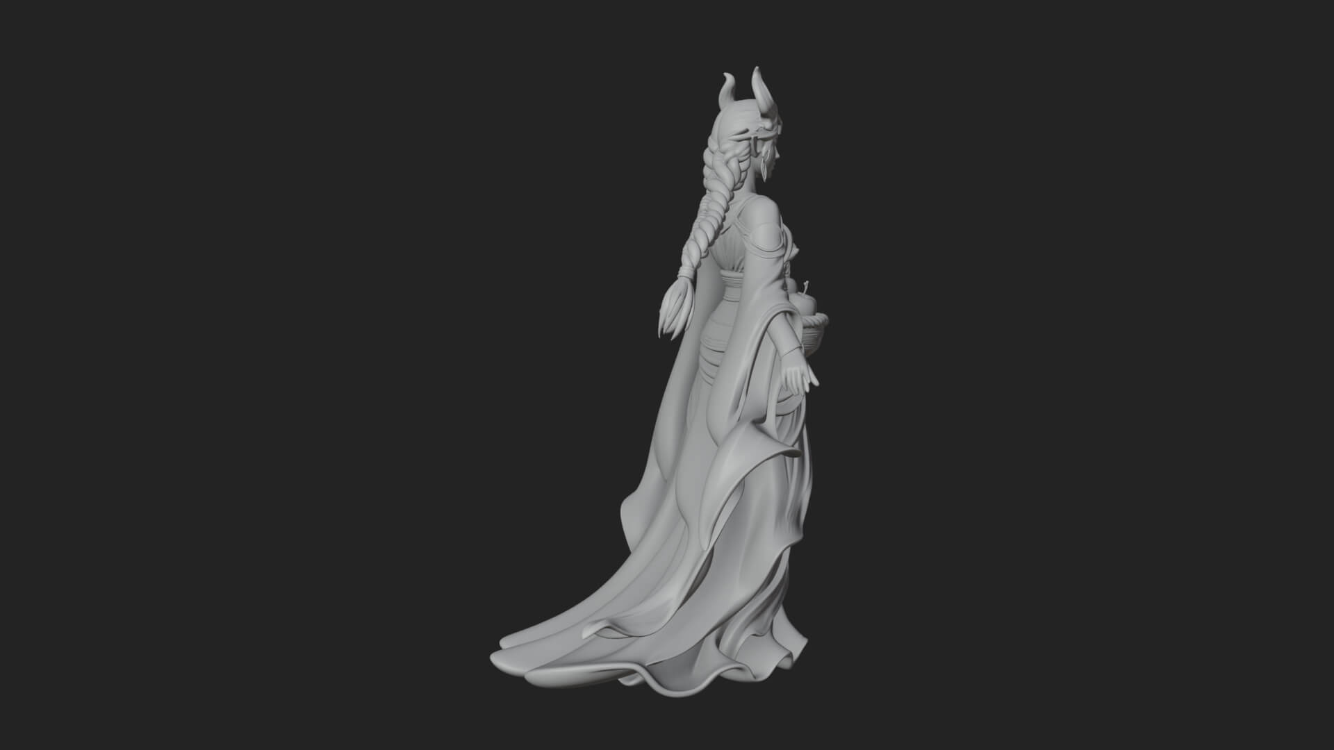 Woman with Fruit Basket Statue Design 1 3D Print Model 3D Model