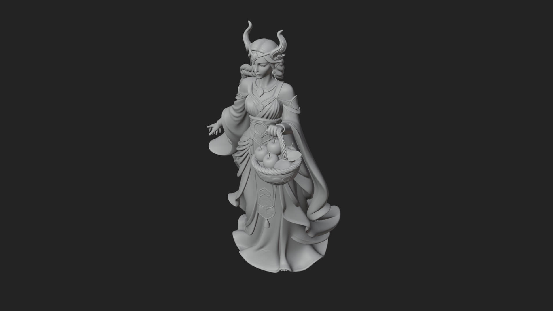 Woman with Fruit Basket Statue Design 1 3D Print Model 3D Model
