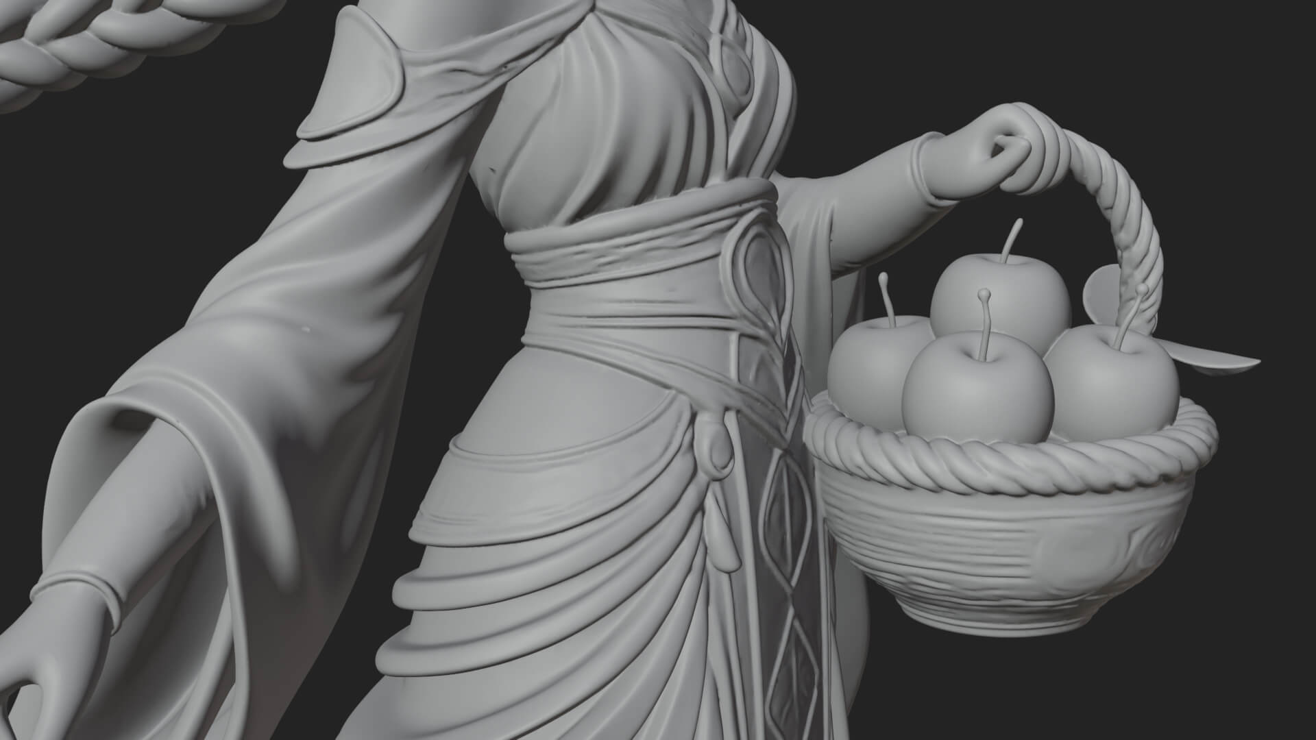 Woman with Fruit Basket Statue Design 1 3D Print Model 3D Model