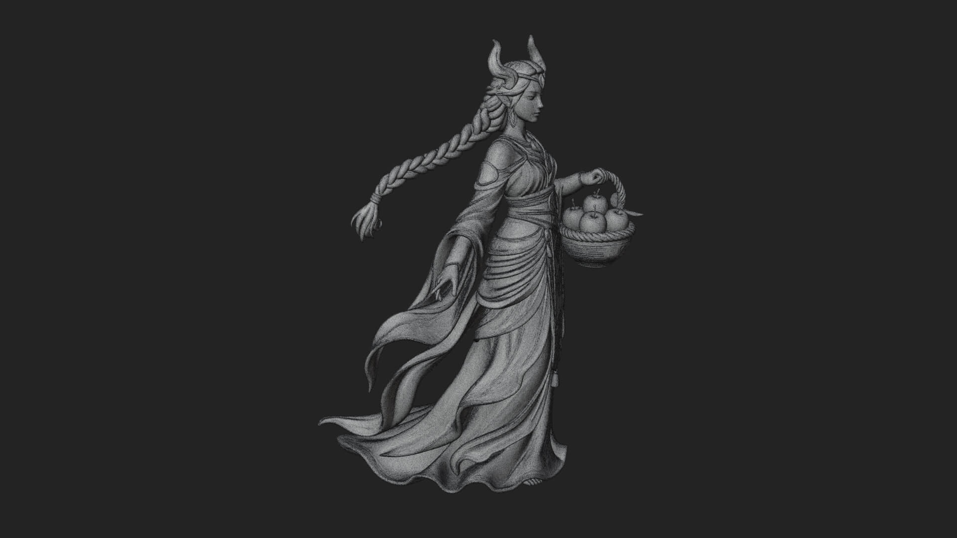 Woman with Fruit Basket Statue Design 1 3D Print Model 3D Model