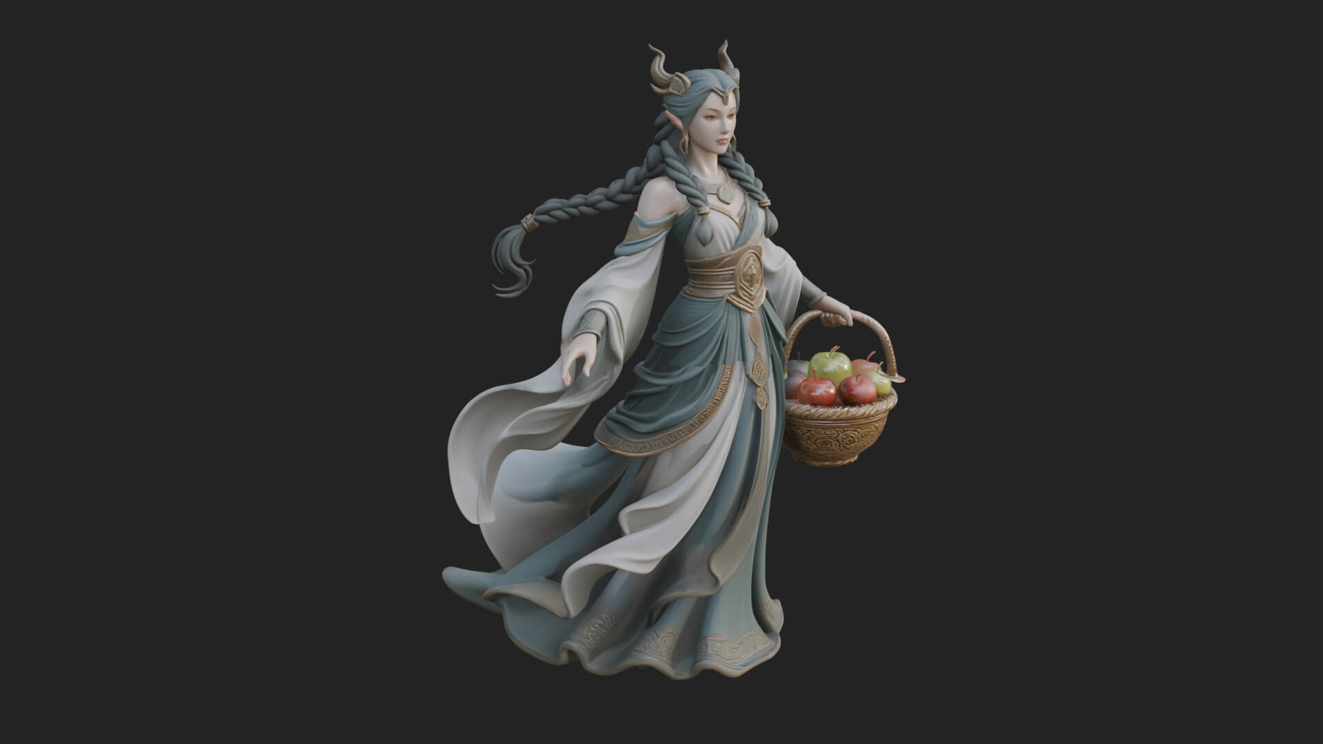 Woman with Fruit Basket Statue Design 2 3D Print Model 3D Model