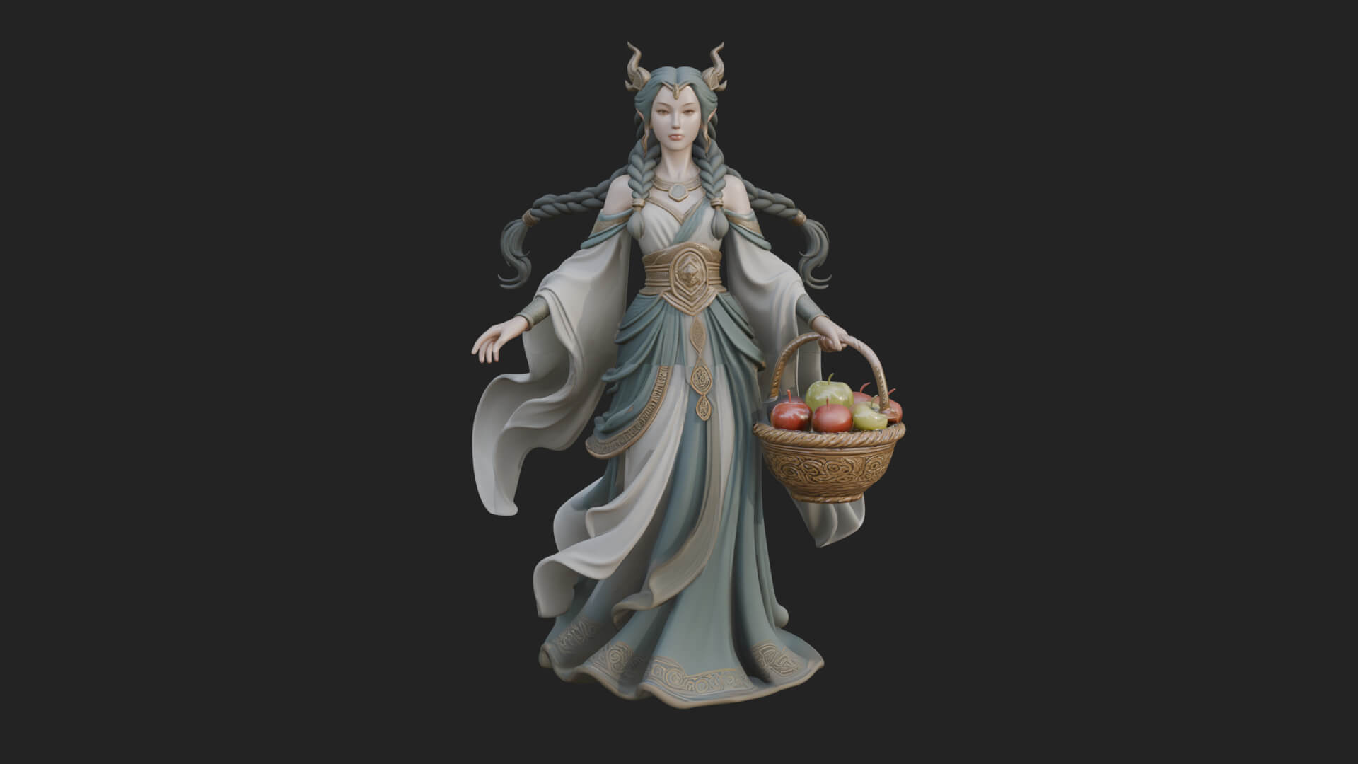 Woman with Fruit Basket Statue Design 2 3D Print Model 3D Model