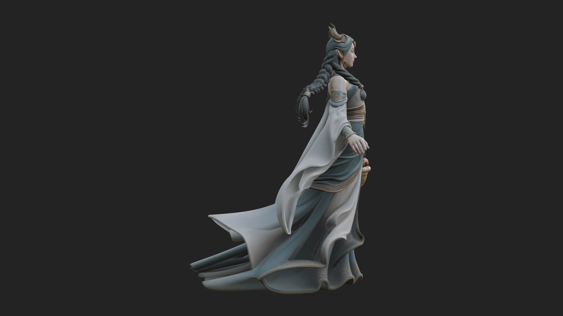 Woman with Fruit Basket Statue Design 2 3D Print Model 3D Model