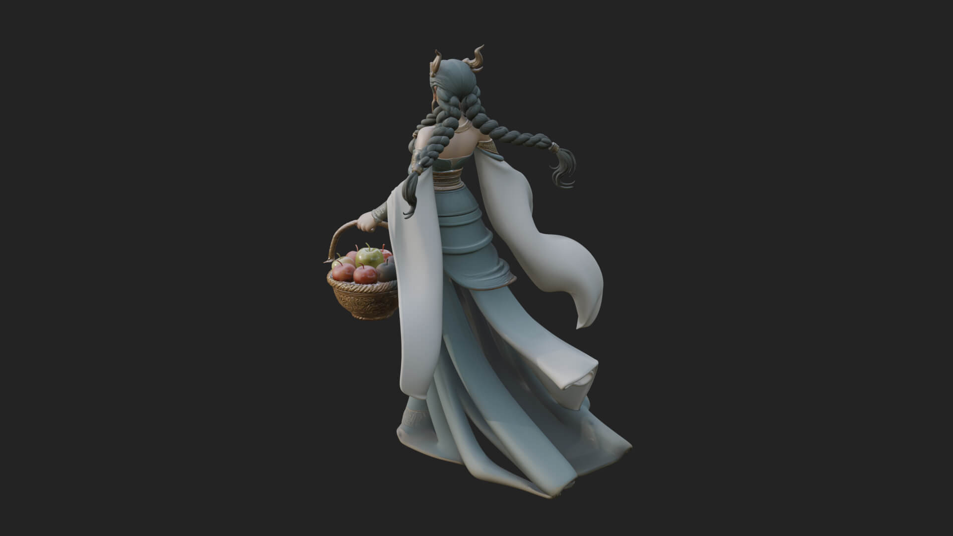 Woman with Fruit Basket Statue Design 2 3D Print Model 3D Model
