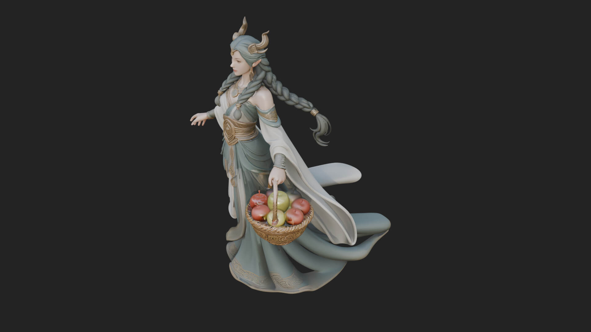 Woman with Fruit Basket Statue Design 2 3D Print Model 3D Model