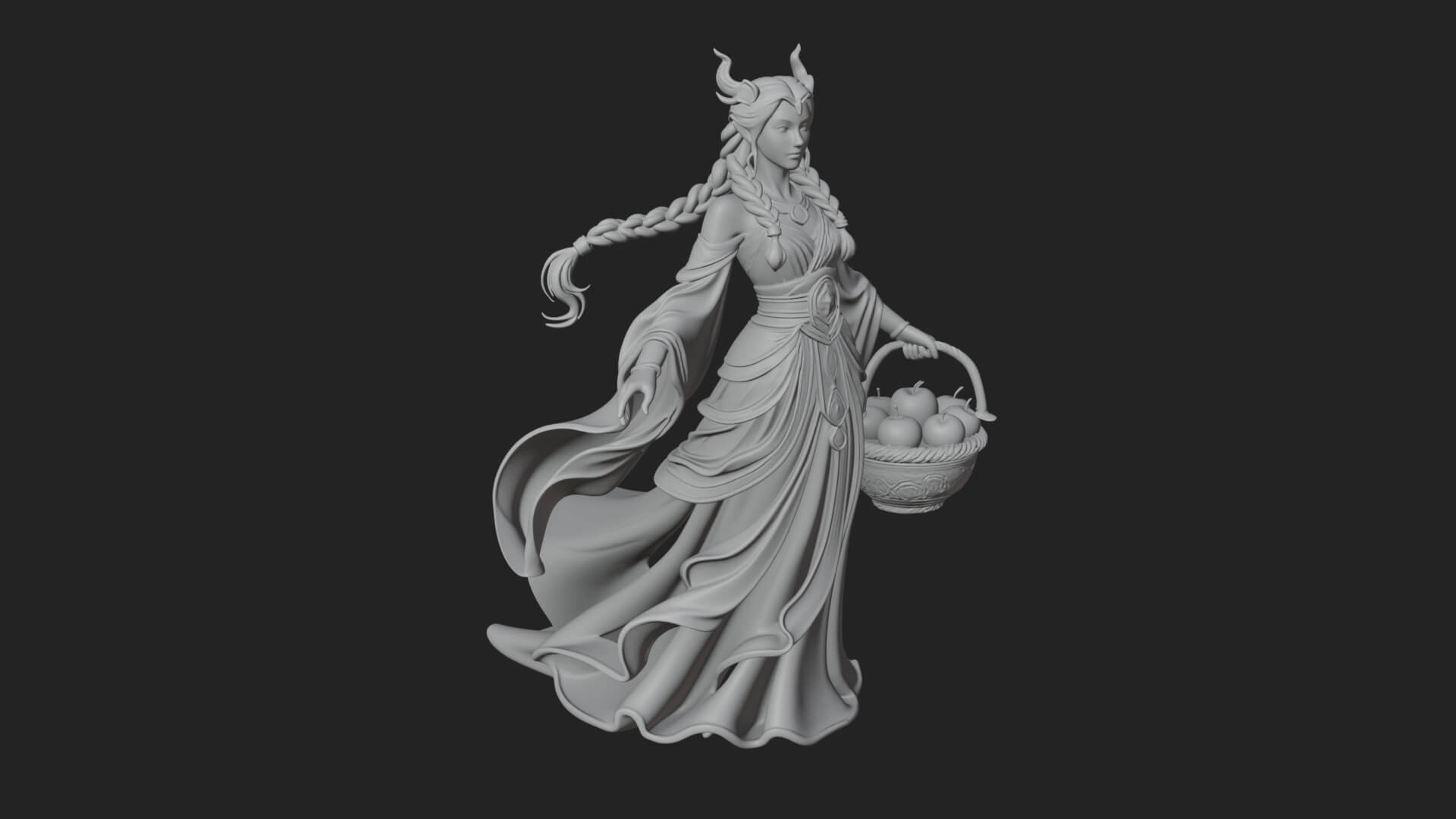 Woman with Fruit Basket Statue Design 2 3D Print Model 3D Model