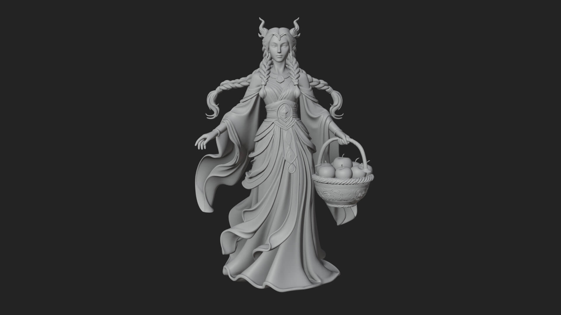 Woman with Fruit Basket Statue Design 2 3D Print Model 3D Model