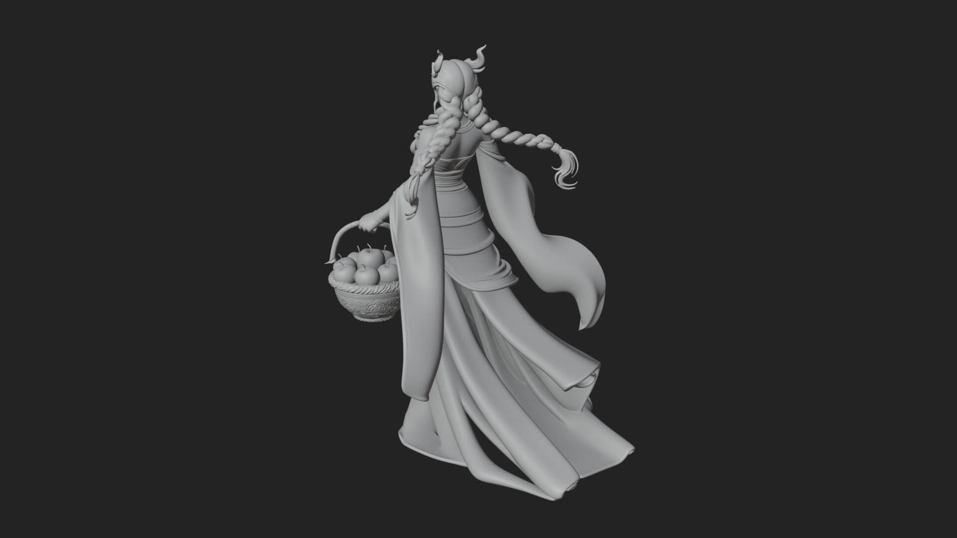 Woman with Fruit Basket Statue Design 2 3D Print Model 3D Model