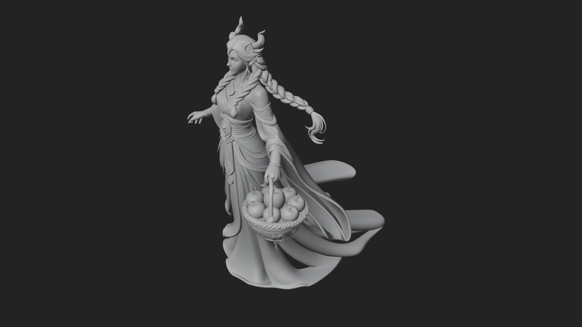 Woman with Fruit Basket Statue Design 2 3D Print Model 3D Model