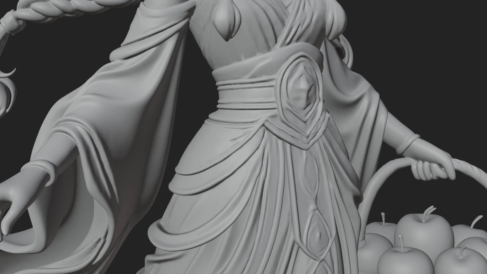 Woman with Fruit Basket Statue Design 2 3D Print Model 3D Model