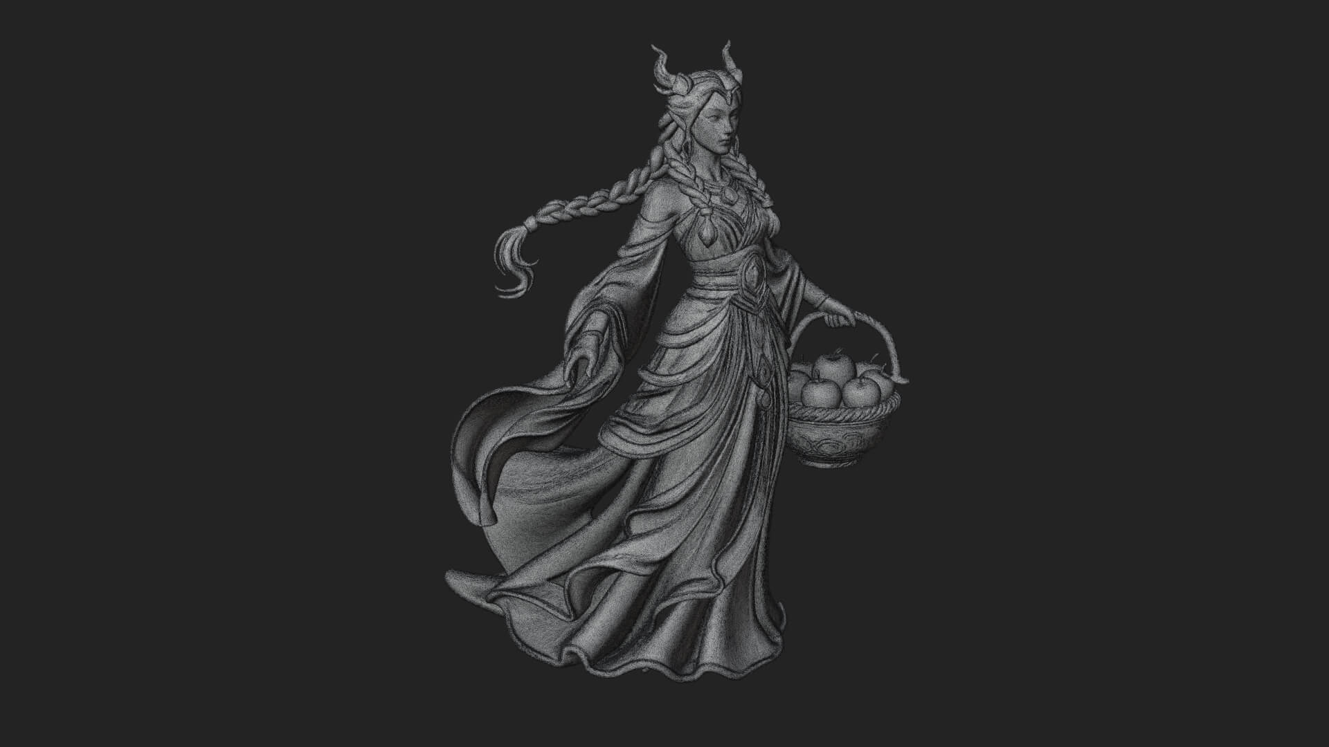 Woman with Fruit Basket Statue Design 2 3D Print Model 3D Model