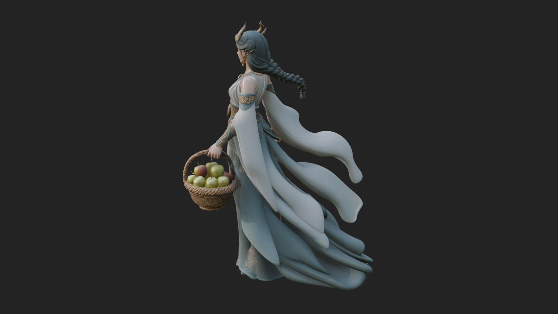 Woman with Fruit Basket Statue Design 3 3D Print Model 3D Model