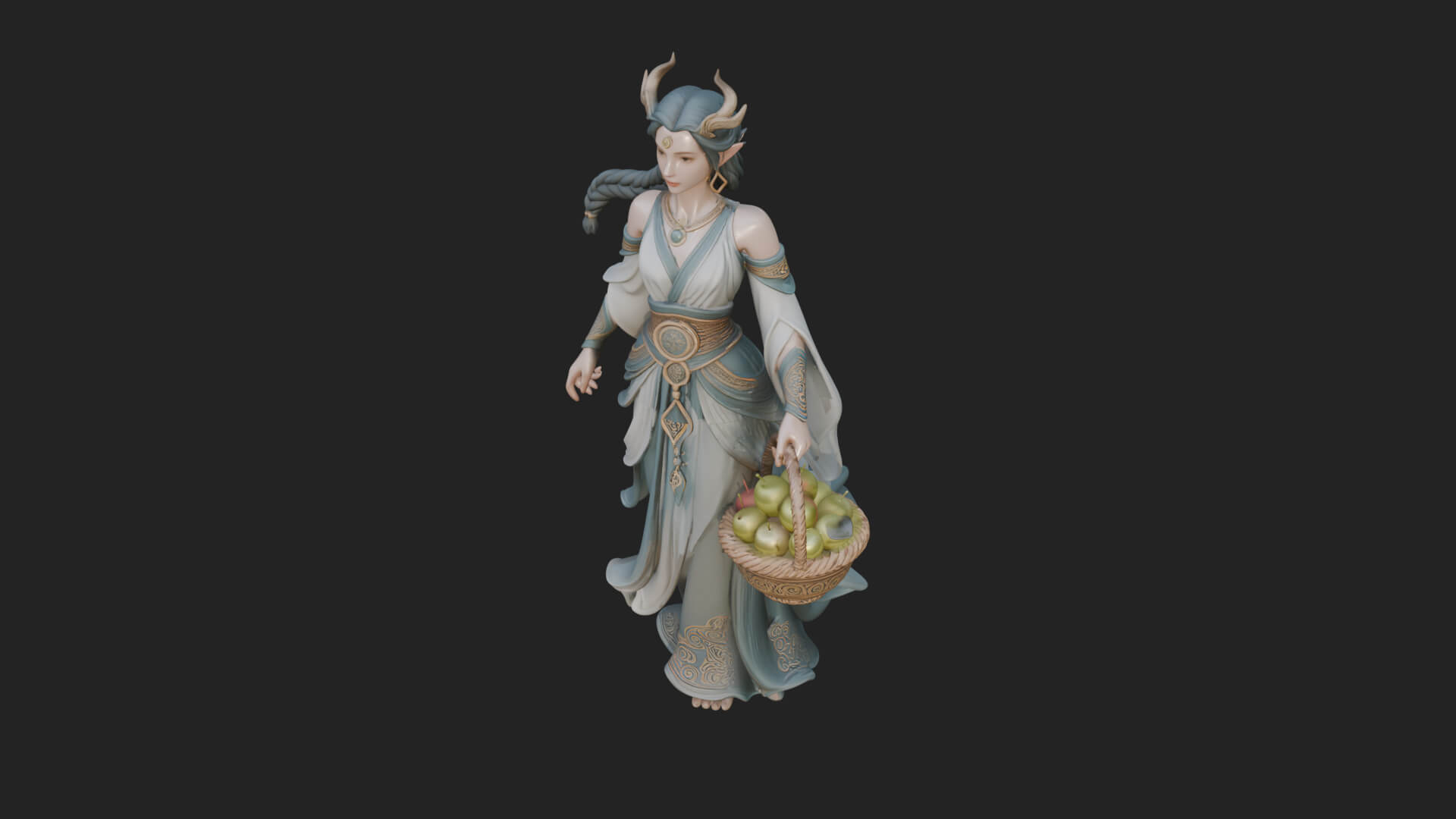 Woman with Fruit Basket Statue Design 3 3D Print Model 3D Model
