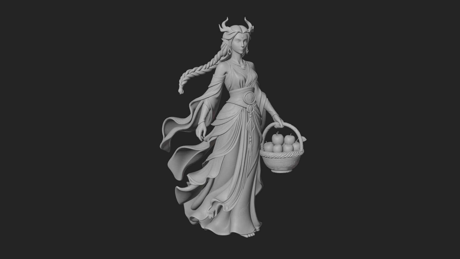 Woman with Fruit Basket Statue Design 3 3D Print Model 3D Model