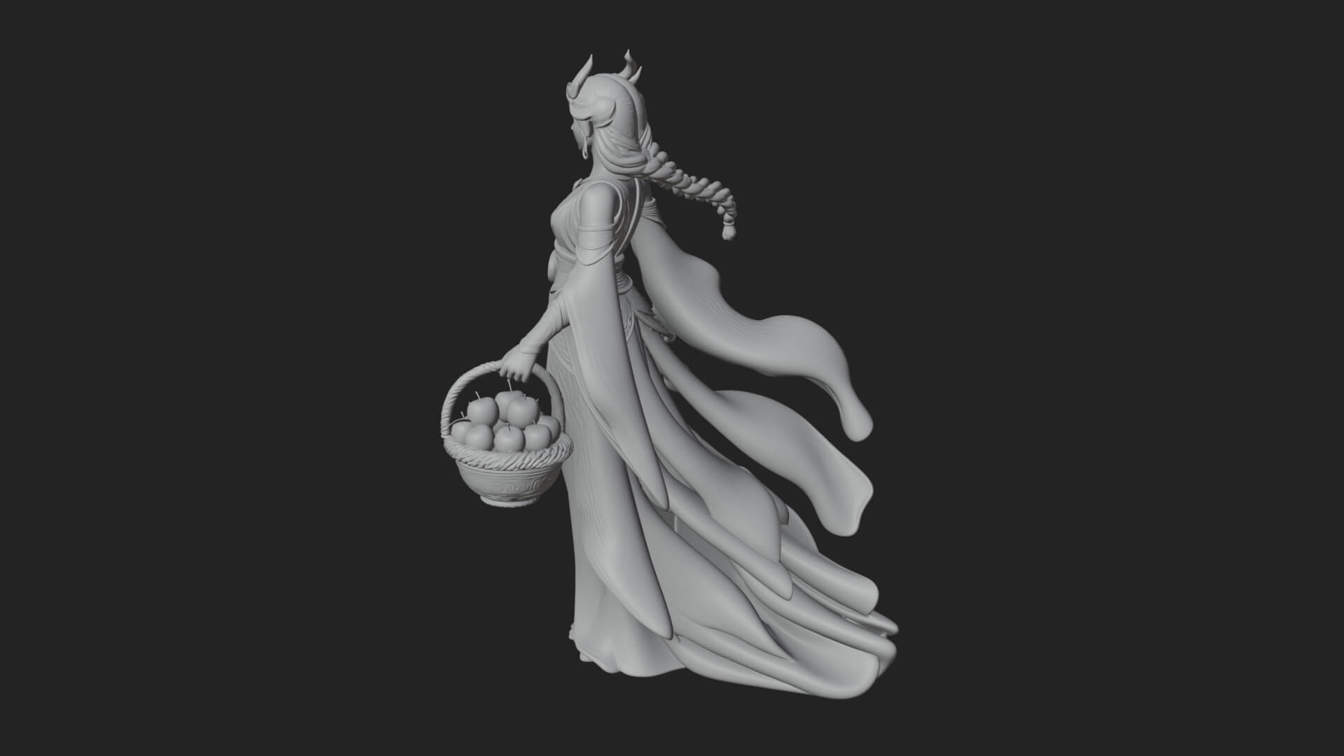 Woman with Fruit Basket Statue Design 3 3D Print Model 3D Model