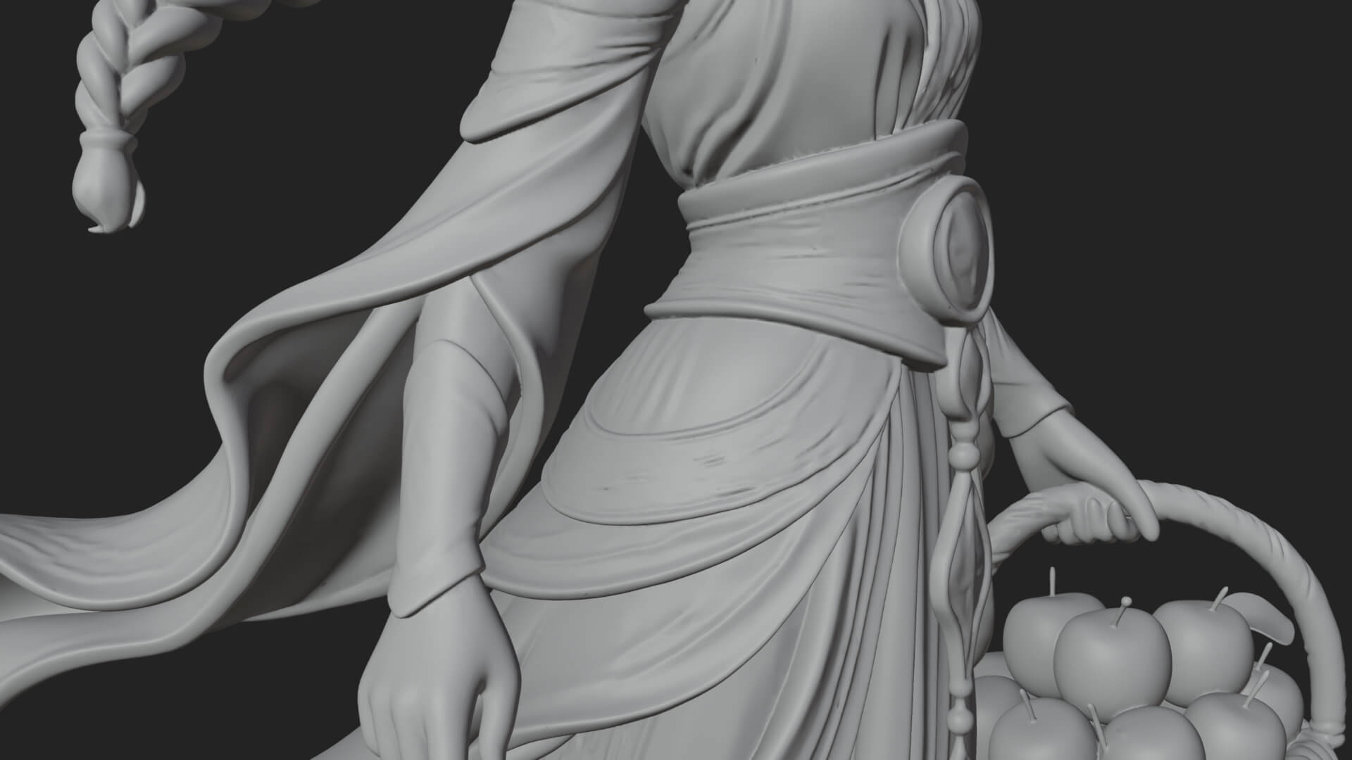 Woman with Fruit Basket Statue Design 3 3D Print Model 3D Model