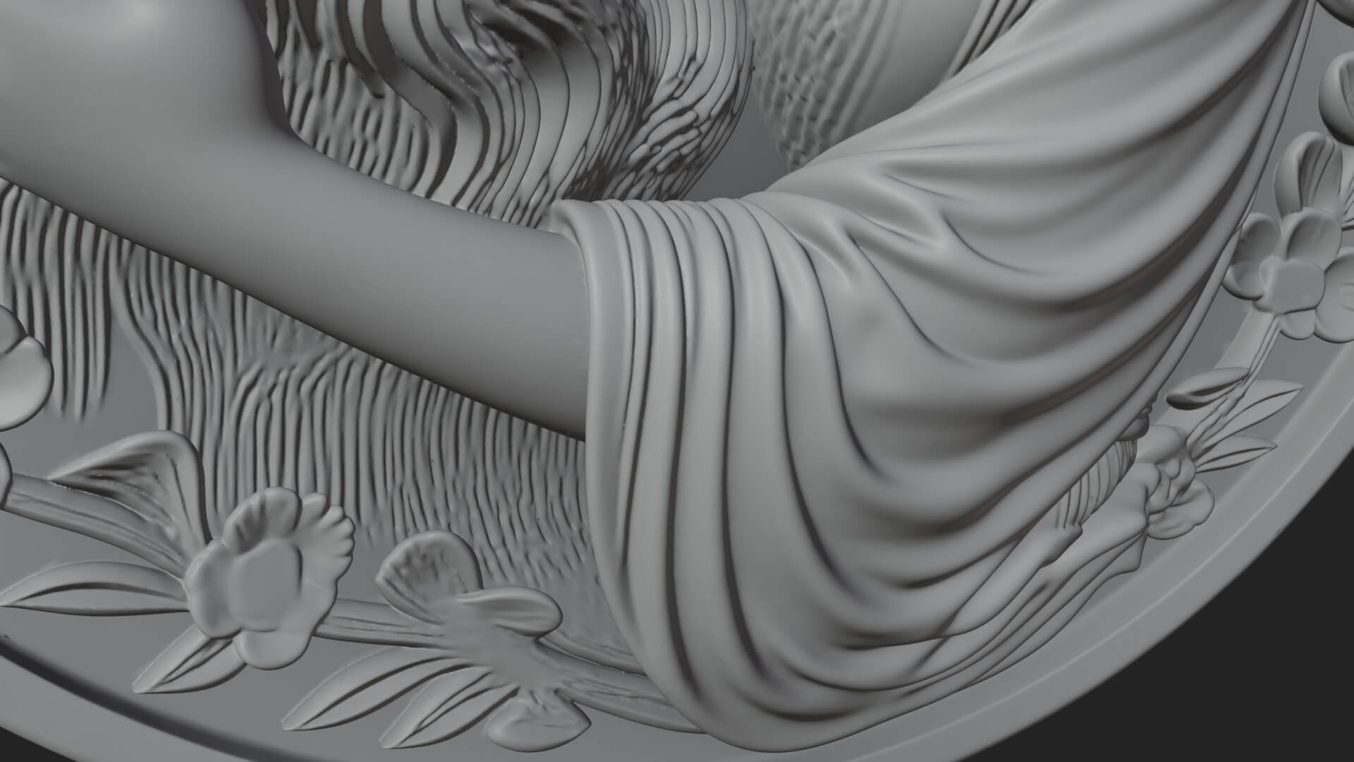 Woman with Lion Relief Plaque Design 1 3D Print Model 3D Model