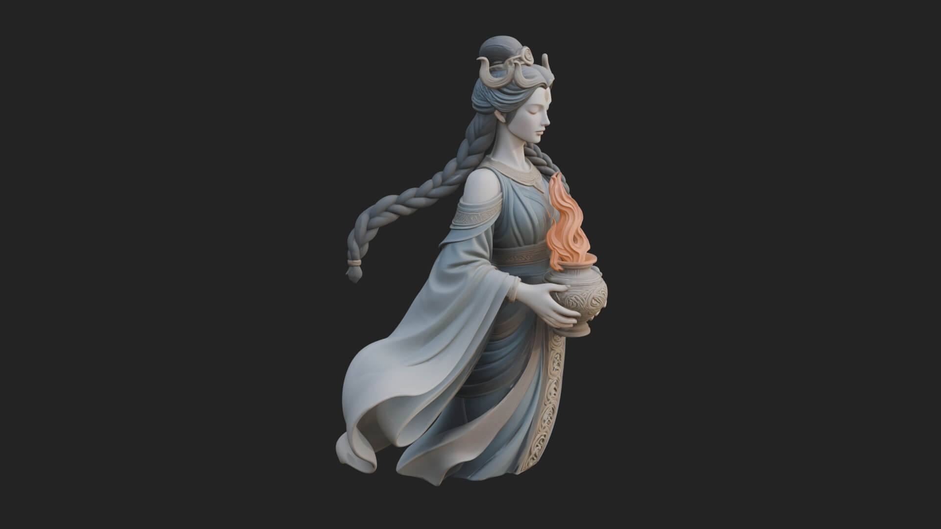 Woman with Water Jar Statue Design 1 3D Print Model 3D Model