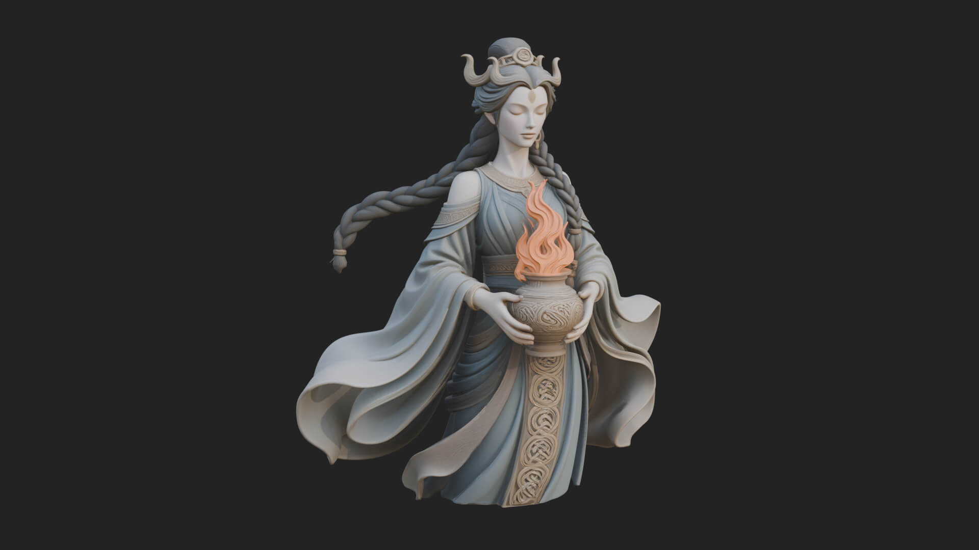 Woman with Water Jar Statue Design 1 3D Print Model 3D Model