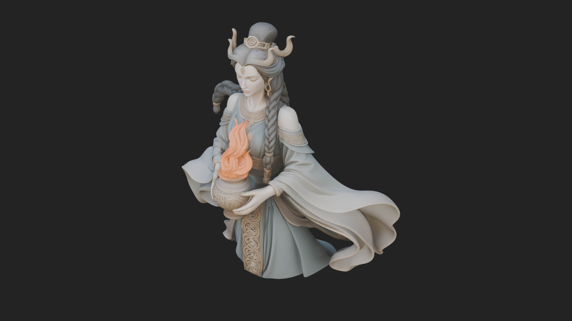Woman with Water Jar Statue Design 1 3D Print Model 3D Model