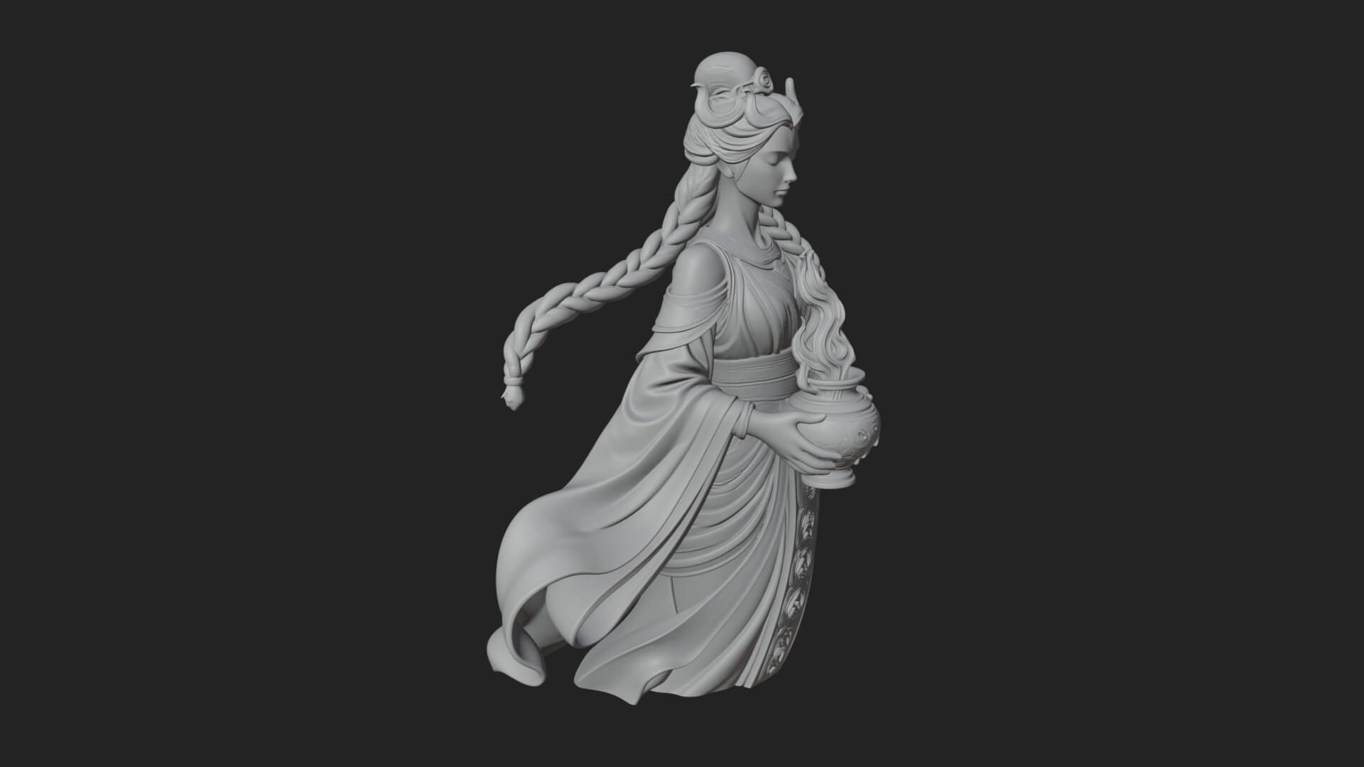 Woman with Water Jar Statue Design 1 3D Print Model 3D Model